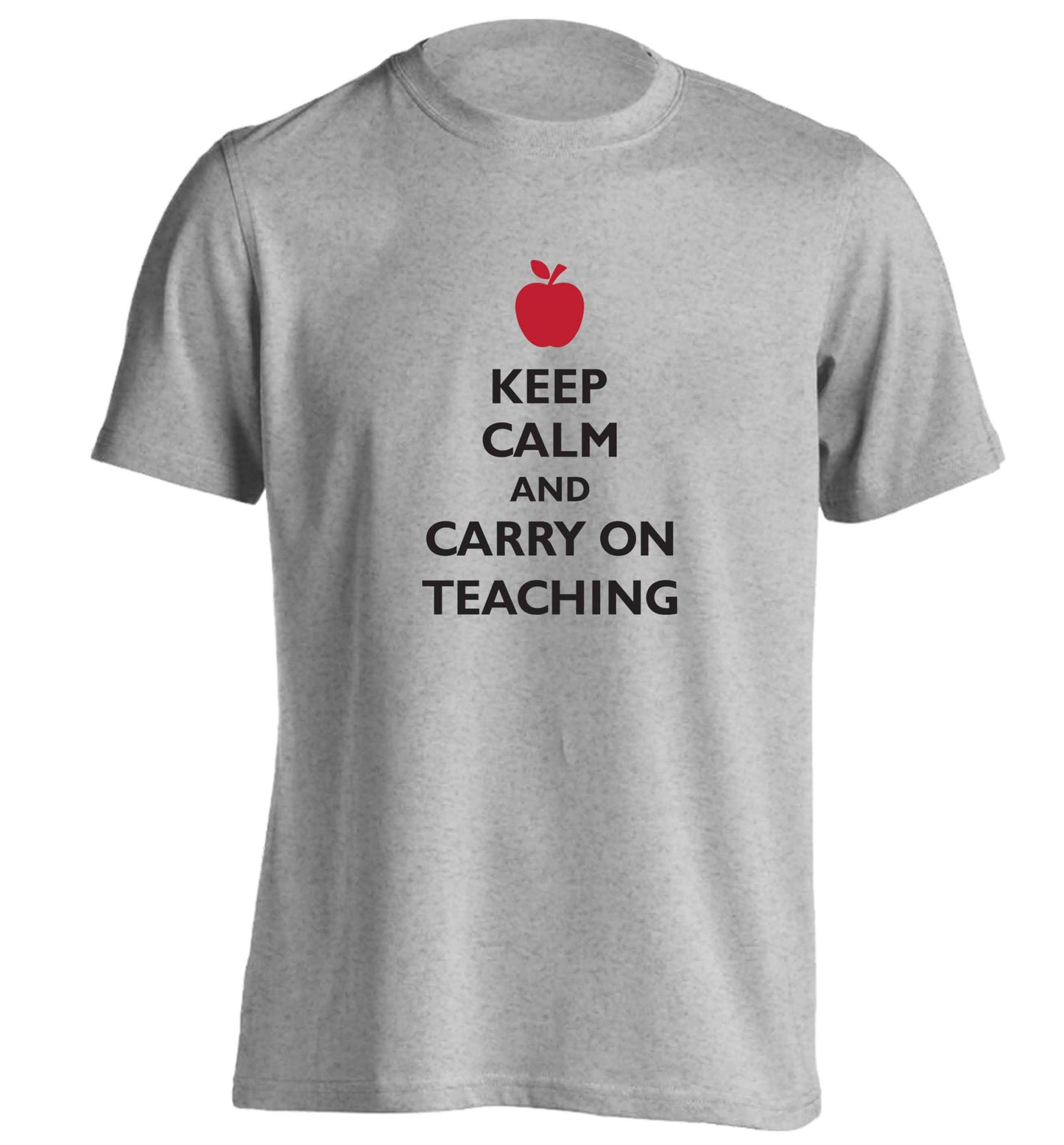 Keep calm and carry on teaching adults unisex grey Tshirt 2XL