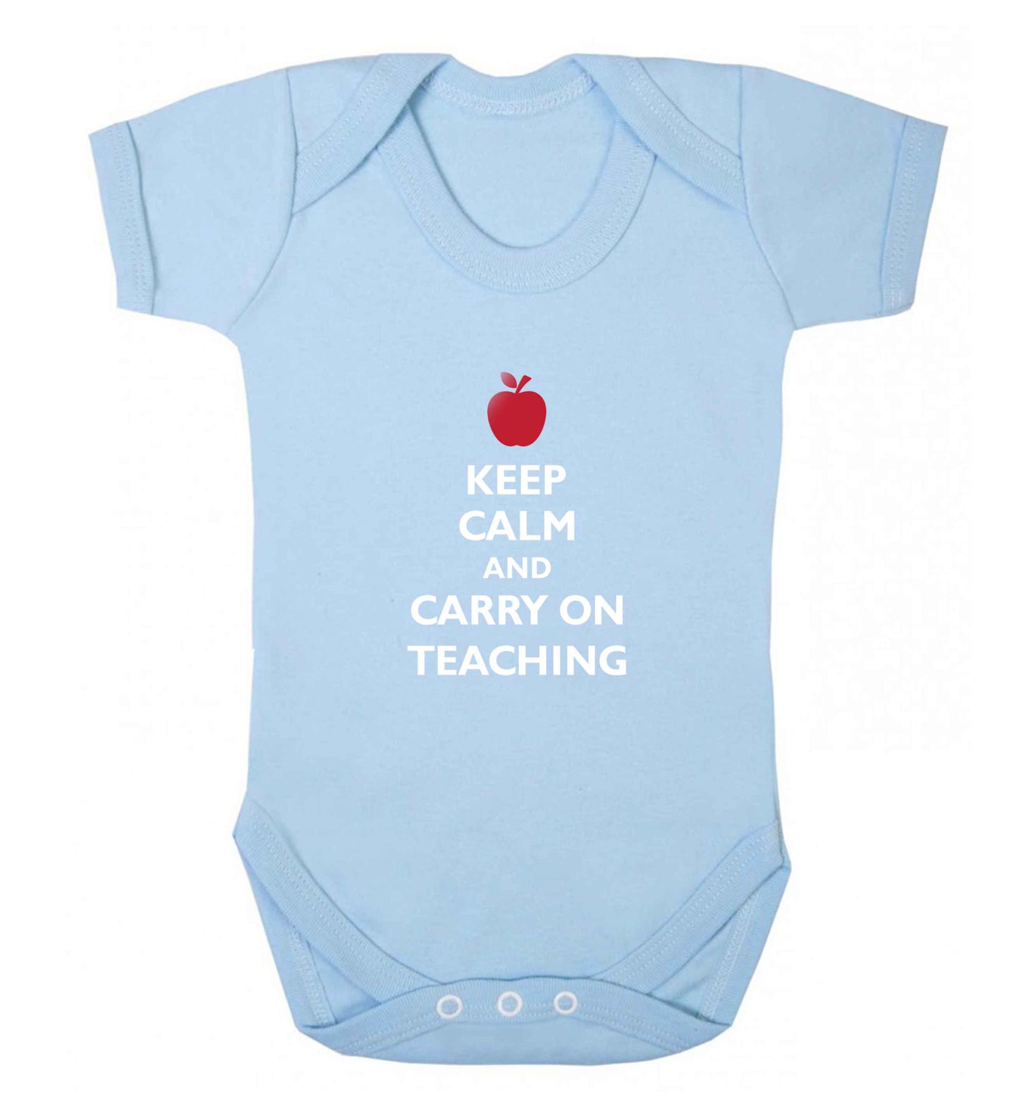 Keep calm and carry on teaching baby vest pale blue 18-24 months