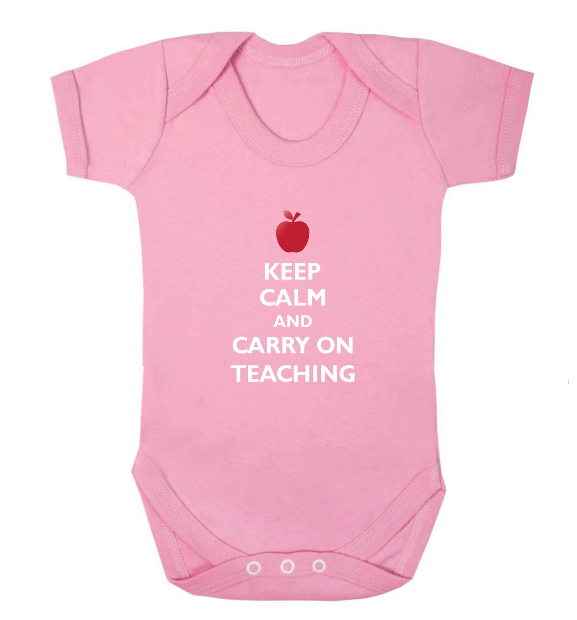 Keep calm and carry on teaching baby vest pale pink 18-24 months