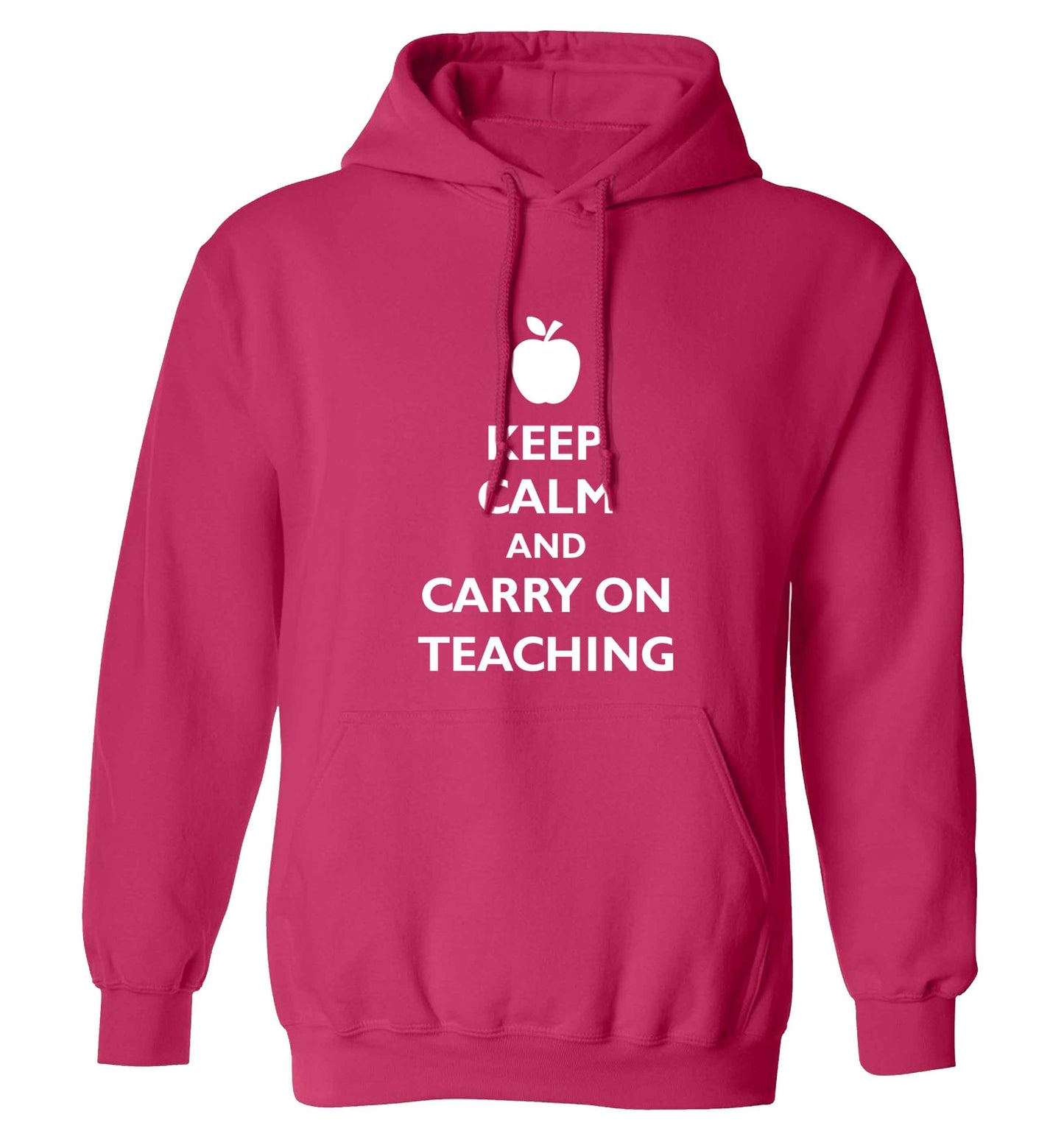 Keep calm and carry on teaching adults unisex pink hoodie 2XL