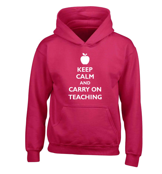 Keep calm and carry on teaching children's pink hoodie 12-13 Years