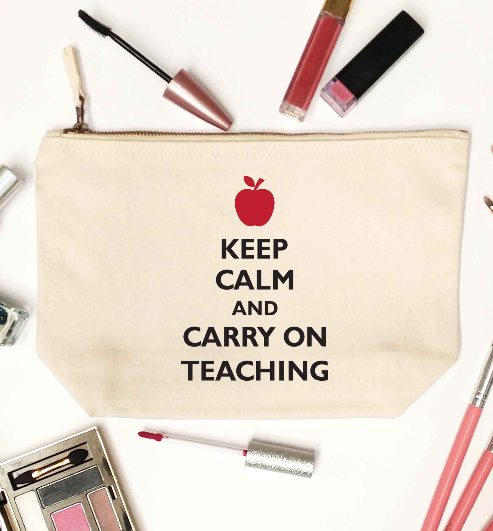 Keep calm and carry on teaching natural makeup bag
