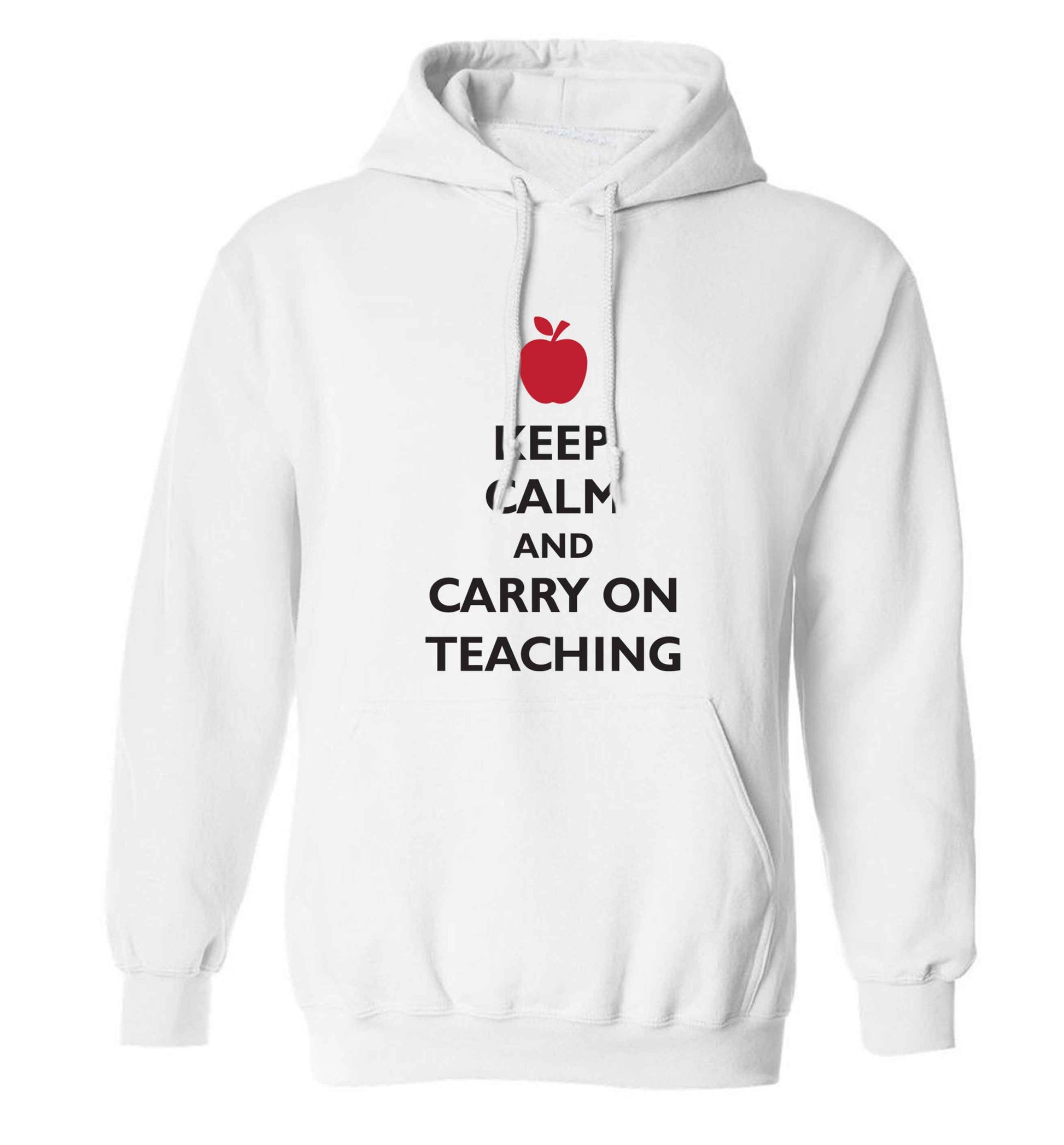 Keep calm and carry on teaching adults unisex white hoodie 2XL