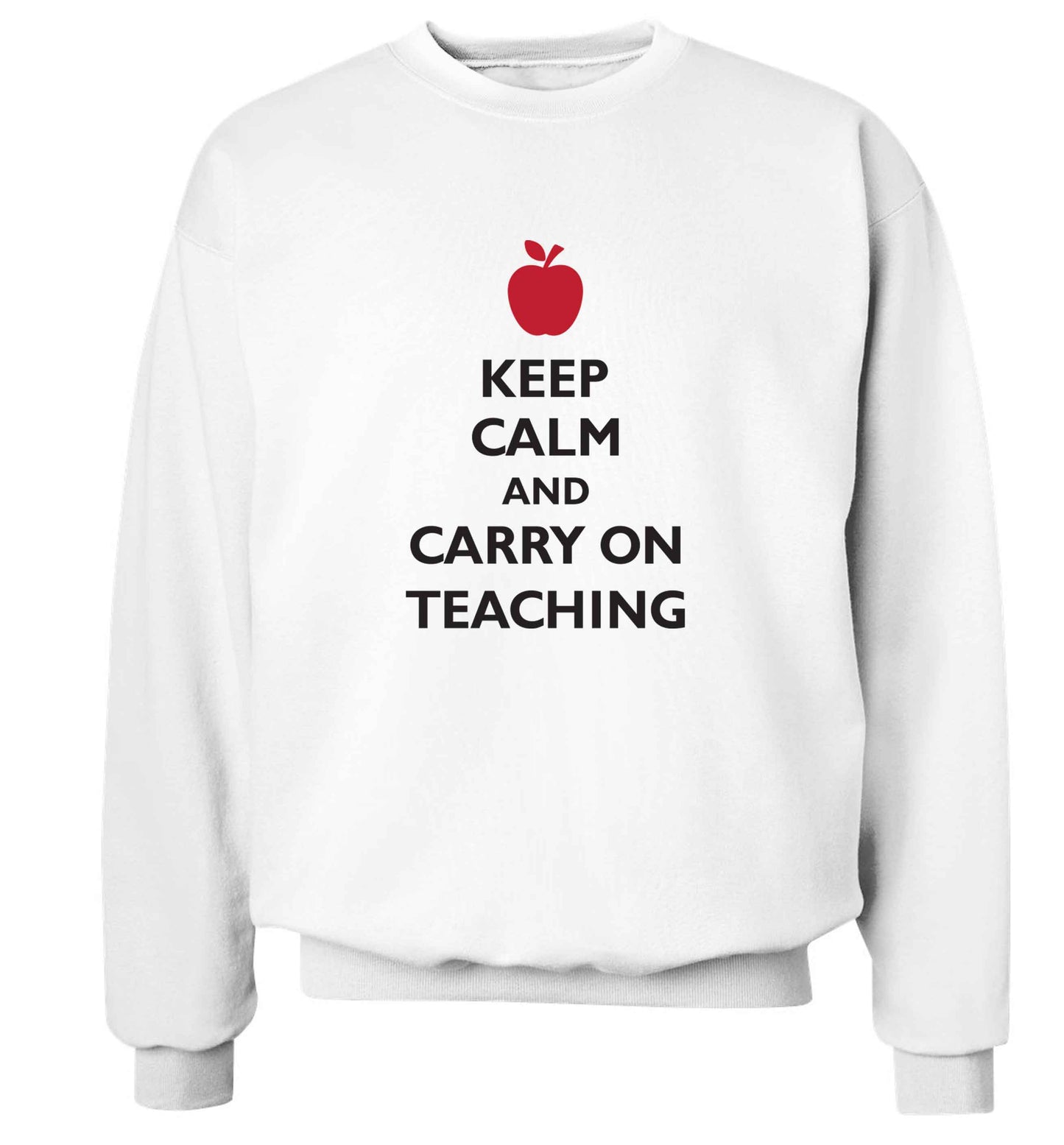 Keep calm and carry on teaching adult's unisex white sweater 2XL