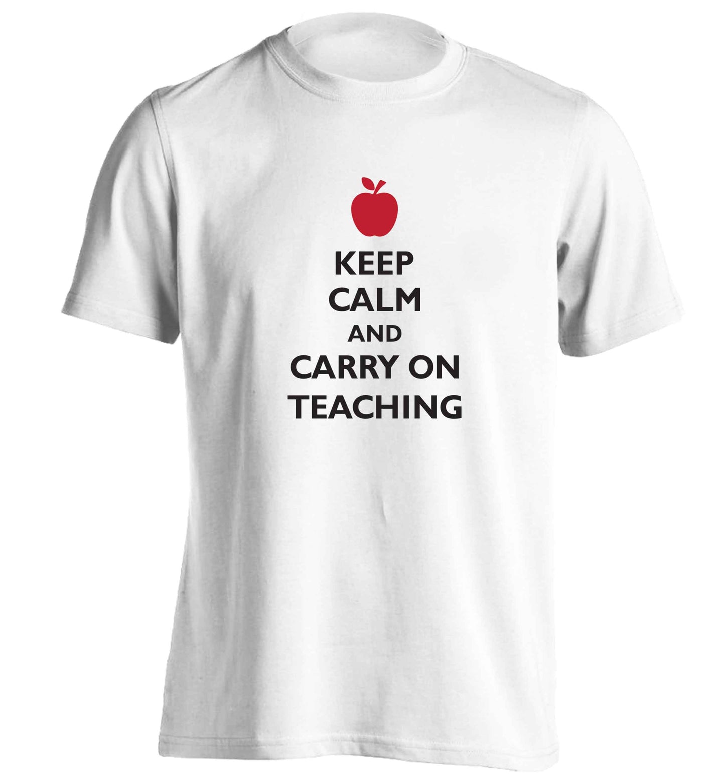 Keep calm and carry on teaching adults unisex white Tshirt 2XL