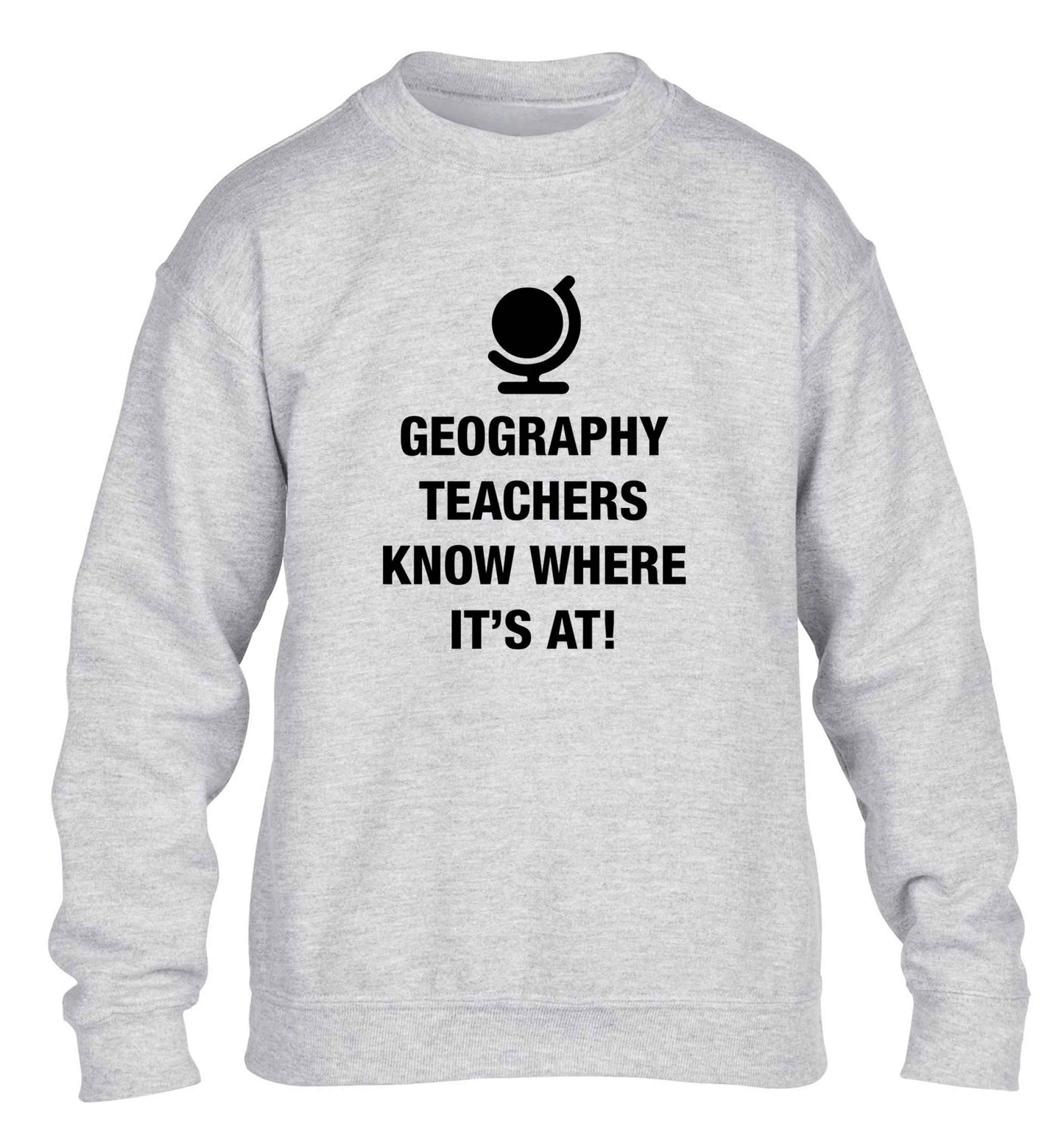 Geography teachers know where it's at children's grey sweater 12-13 Years