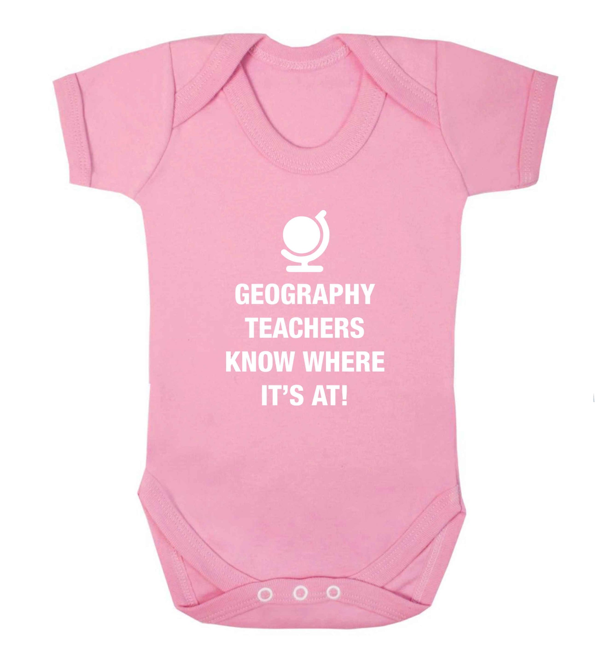 Geography teachers know where it's at baby vest pale pink 18-24 months