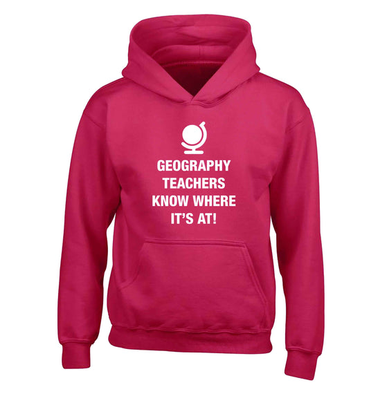 Geography teachers know where it's at children's pink hoodie 12-13 Years
