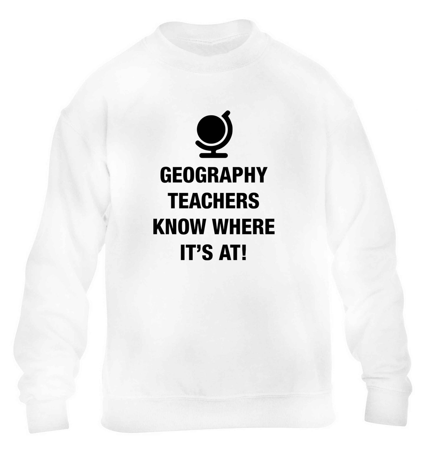 Geography teachers know where it's at children's white sweater 12-13 Years