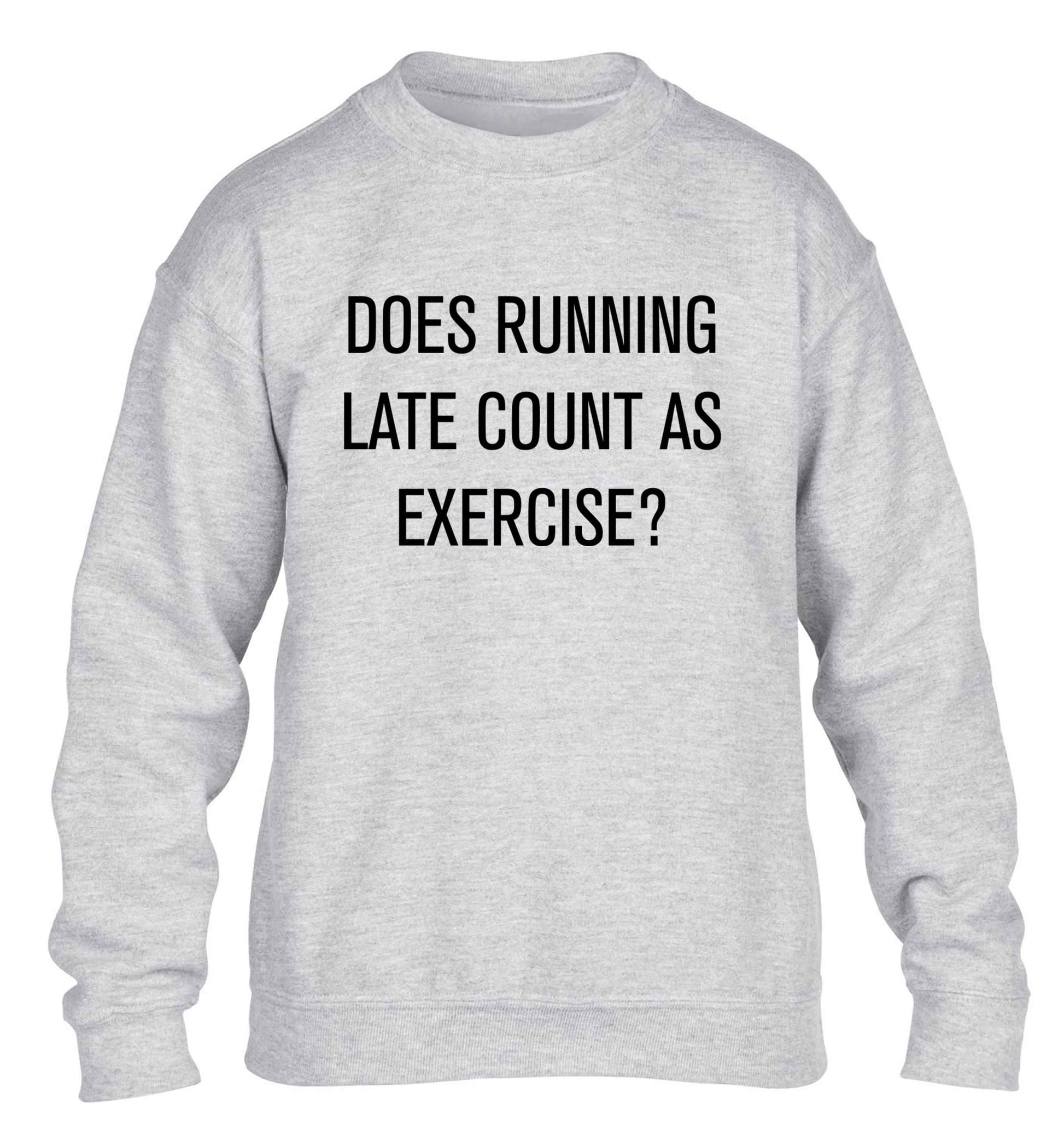 Does running late count as exercise? children's grey sweater 12-13 Years