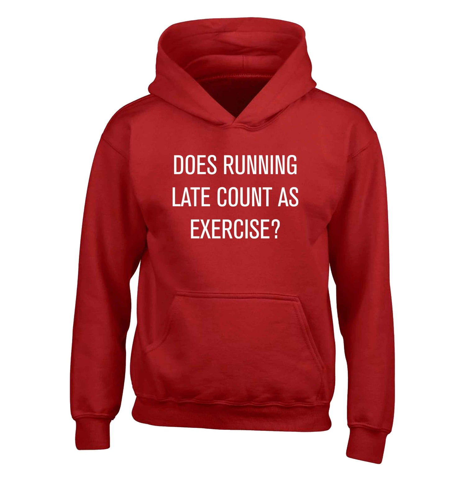 Does running late count as exercise? children's red hoodie 12-13 Years