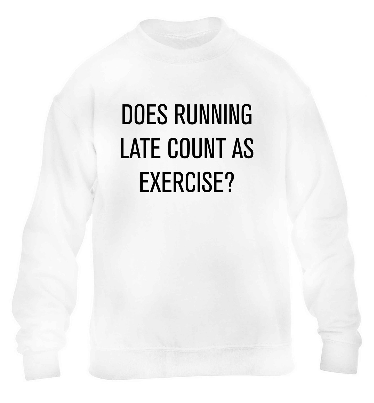 Does running late count as exercise? children's white sweater 12-13 Years