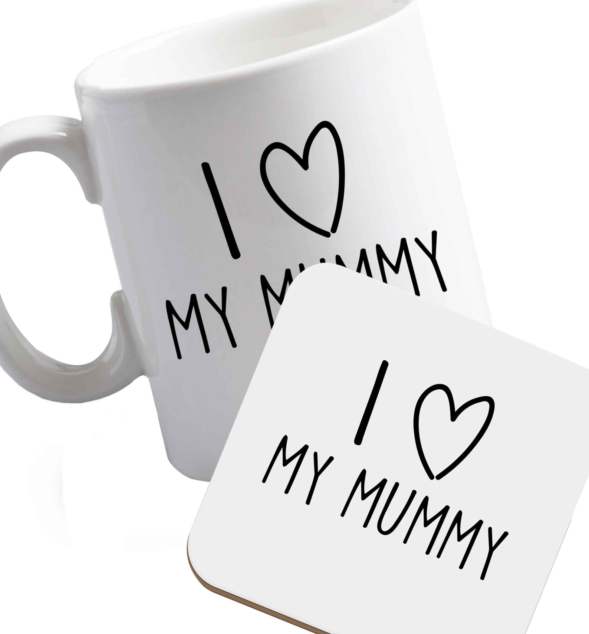 10 oz I love my mummy ceramic mug and coaster set right handed
