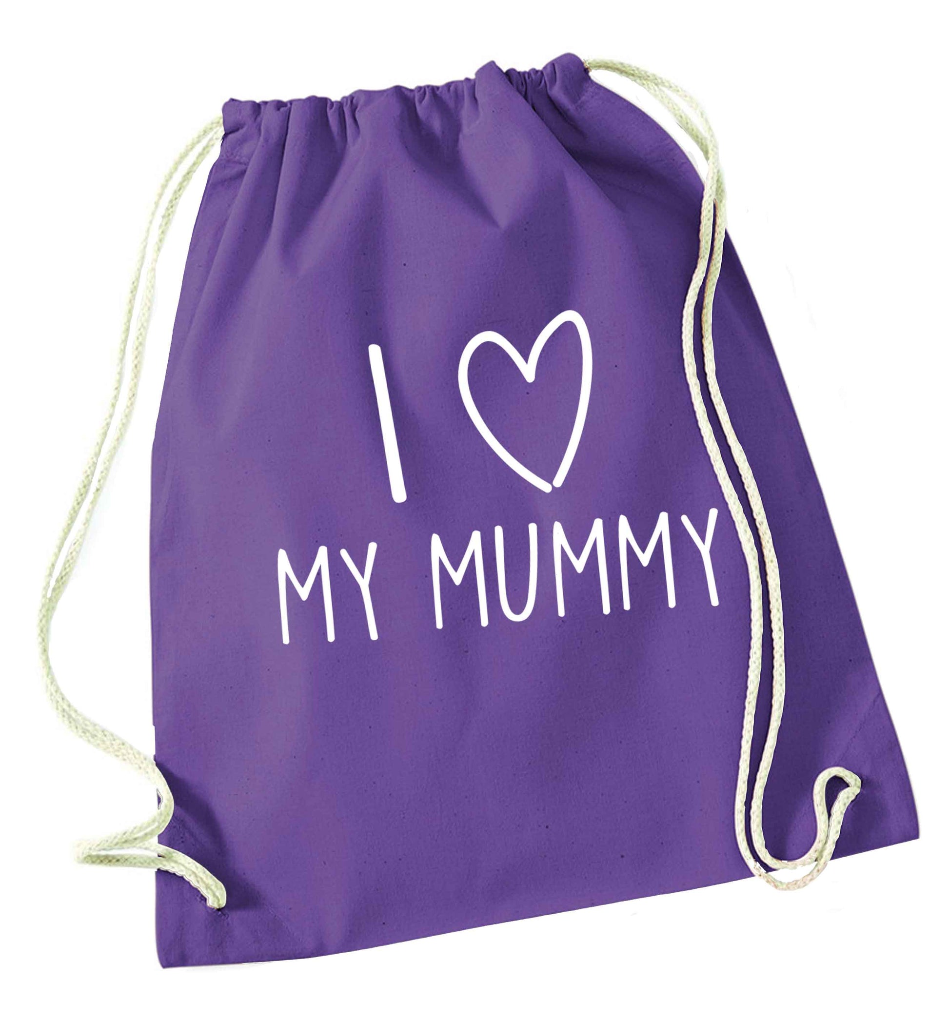 I love my mummy purple drawstring bag