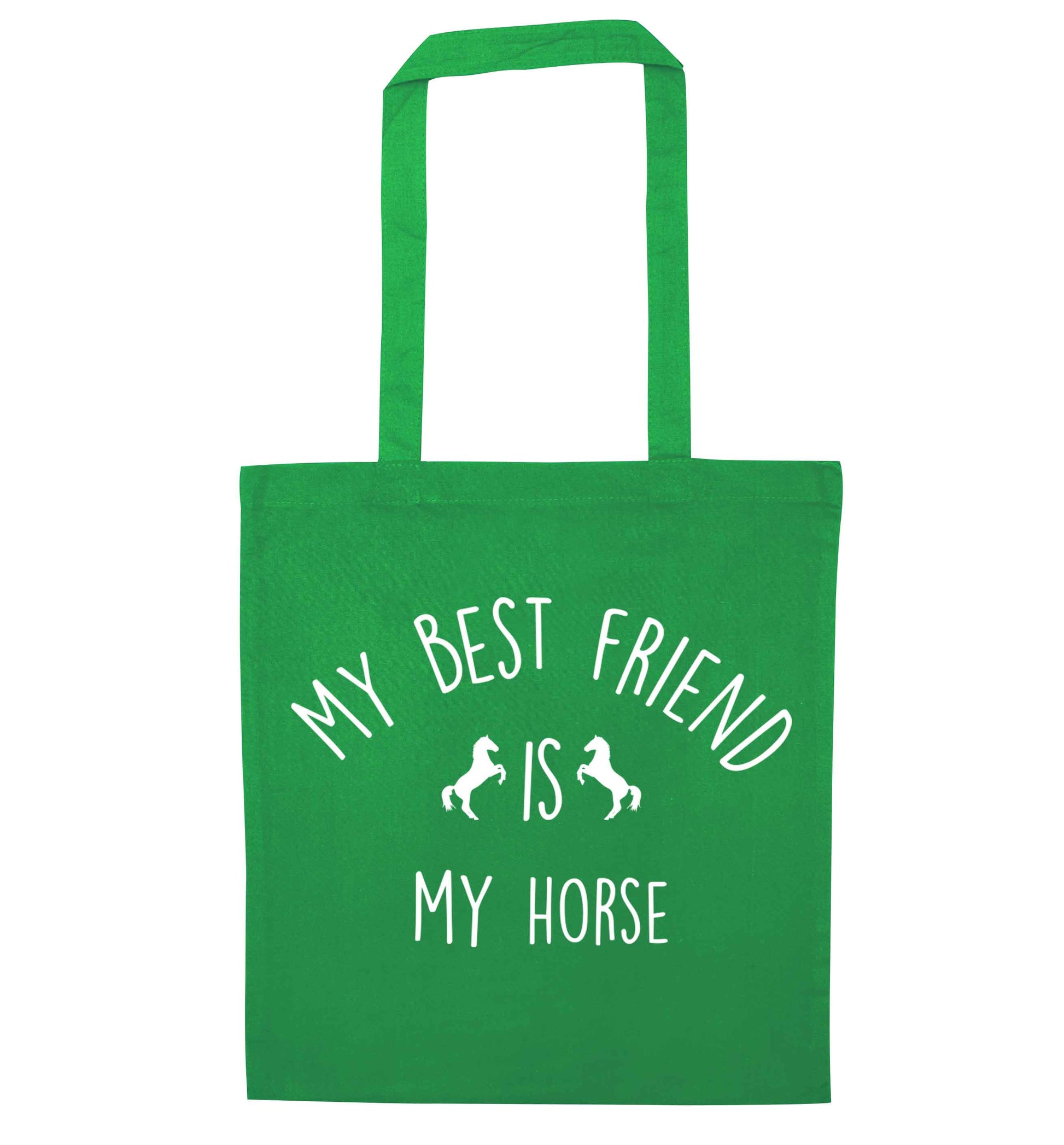 My best friend is my horse green tote bag