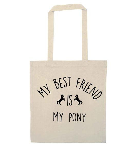 My best friend is my pony natural tote bag