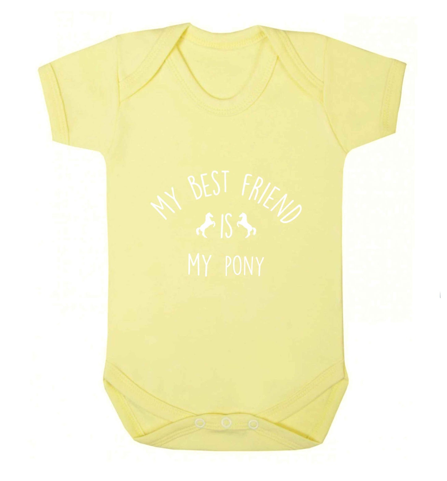 My best friend is my pony baby vest pale yellow 18-24 months