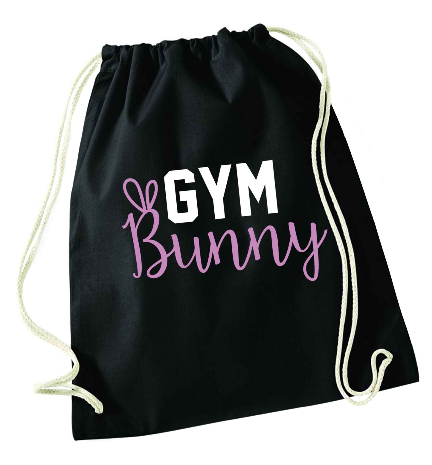 gym bunny black drawstring bag