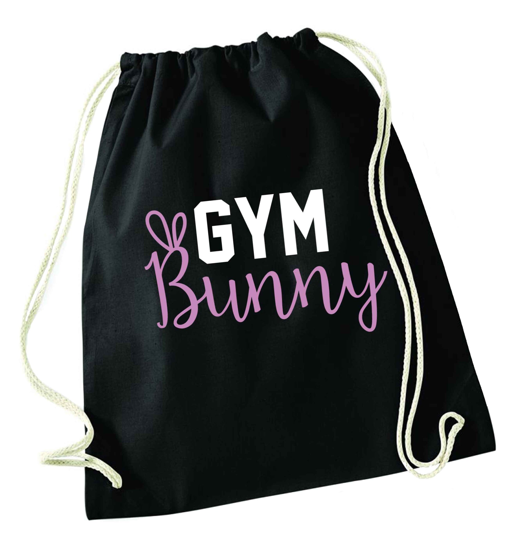 gym bunny black drawstring bag