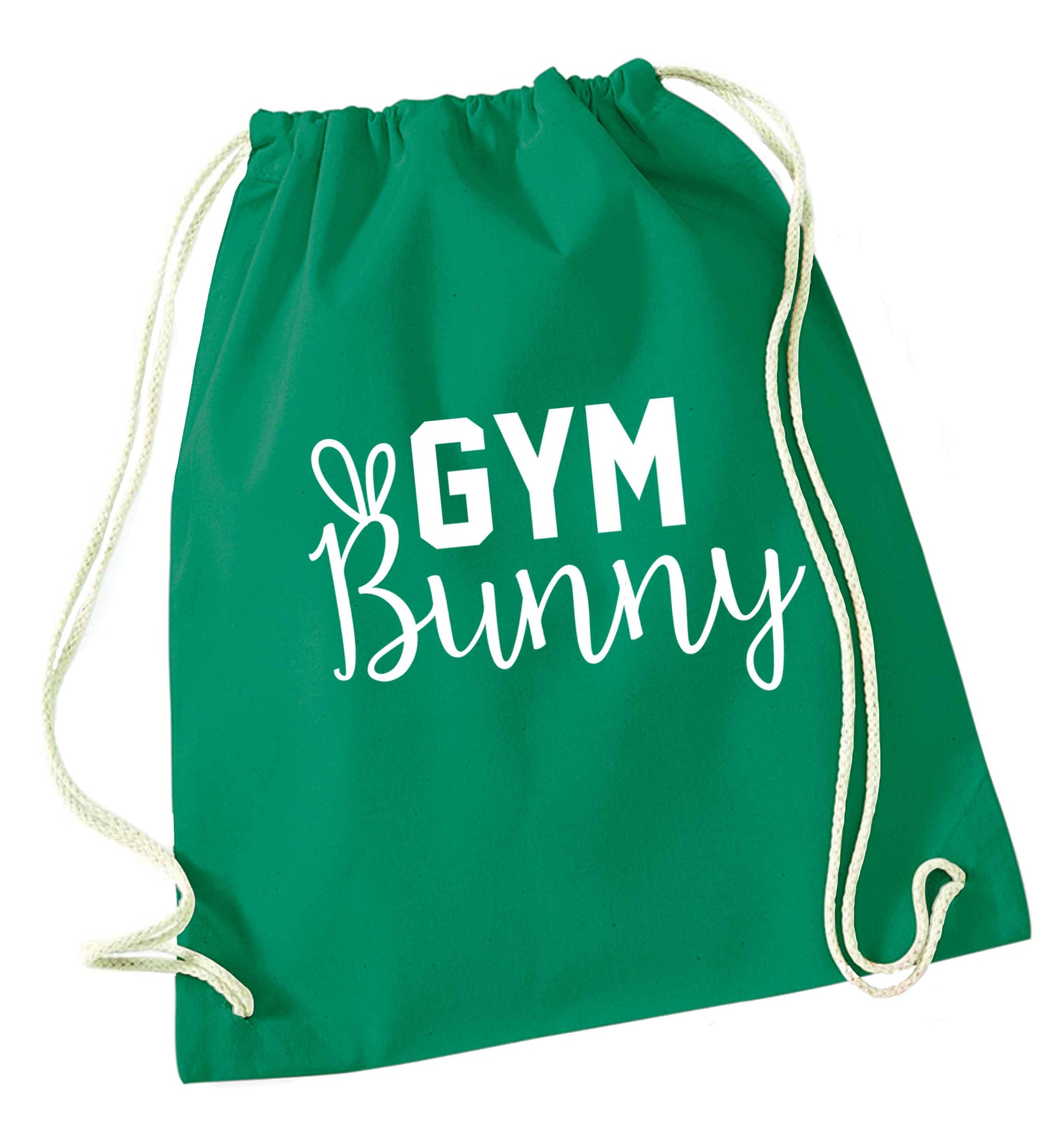 gym bunny green drawstring bag