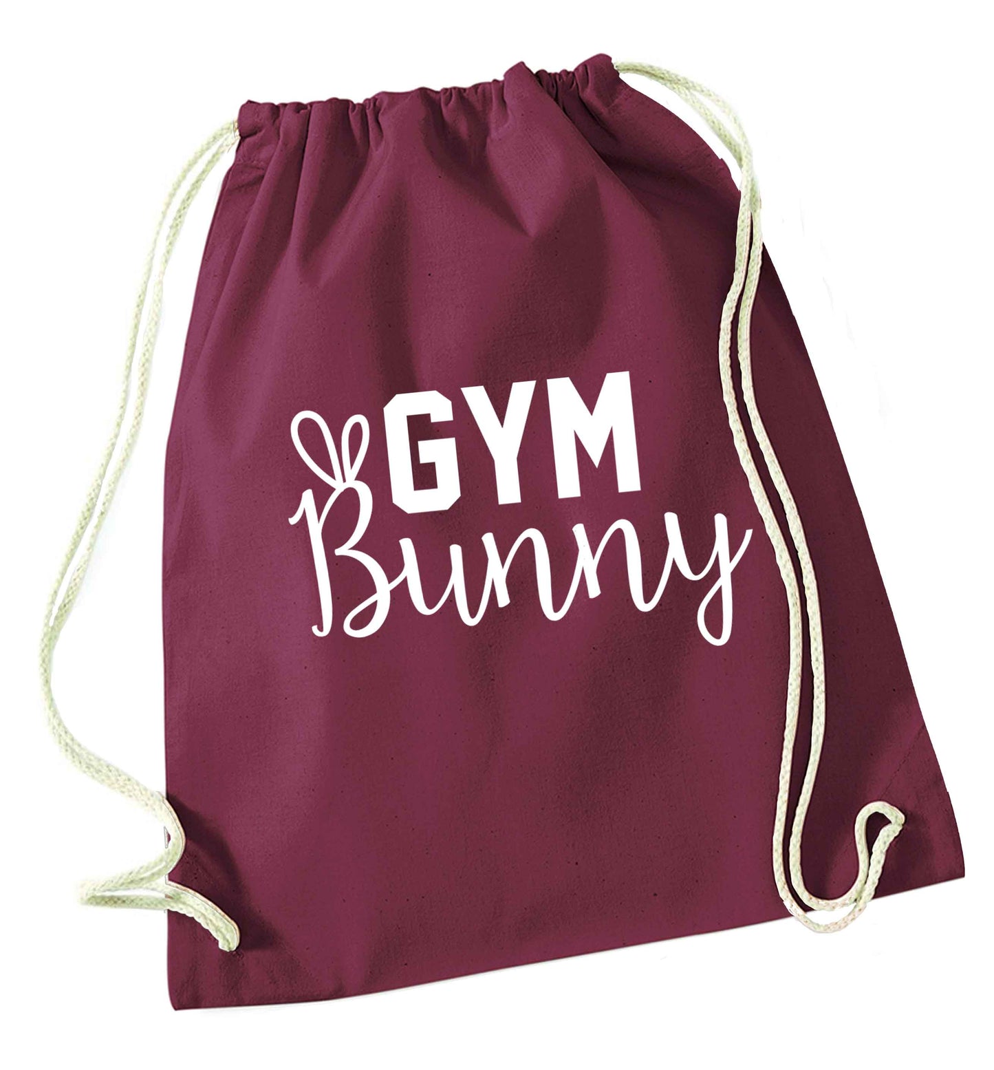 gym bunny maroon drawstring bag