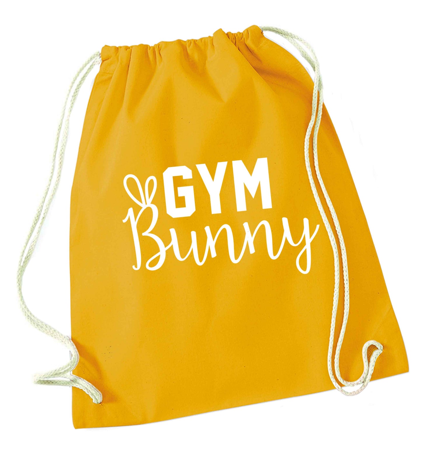 gym bunny mustard drawstring bag