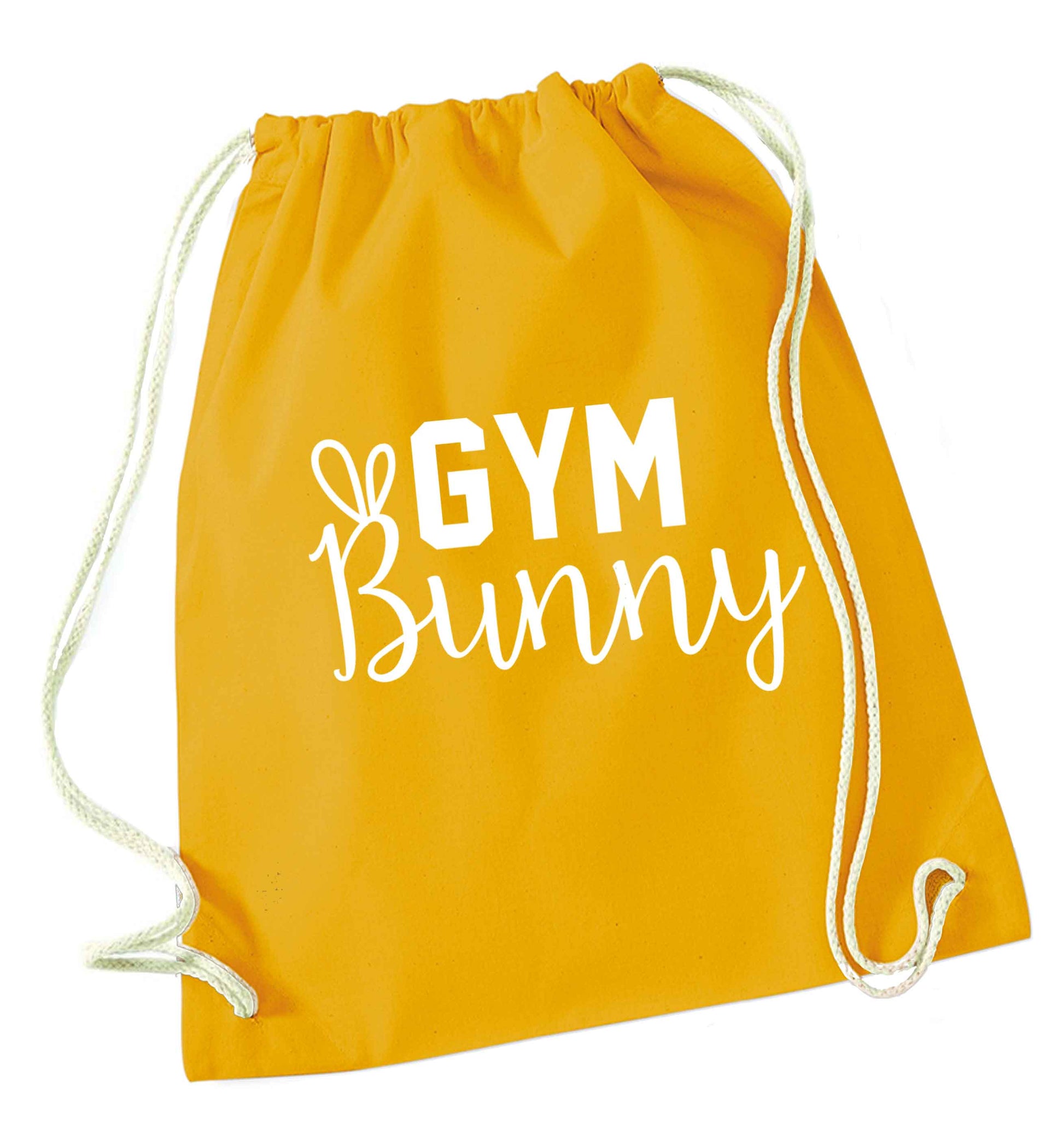 gym bunny mustard drawstring bag
