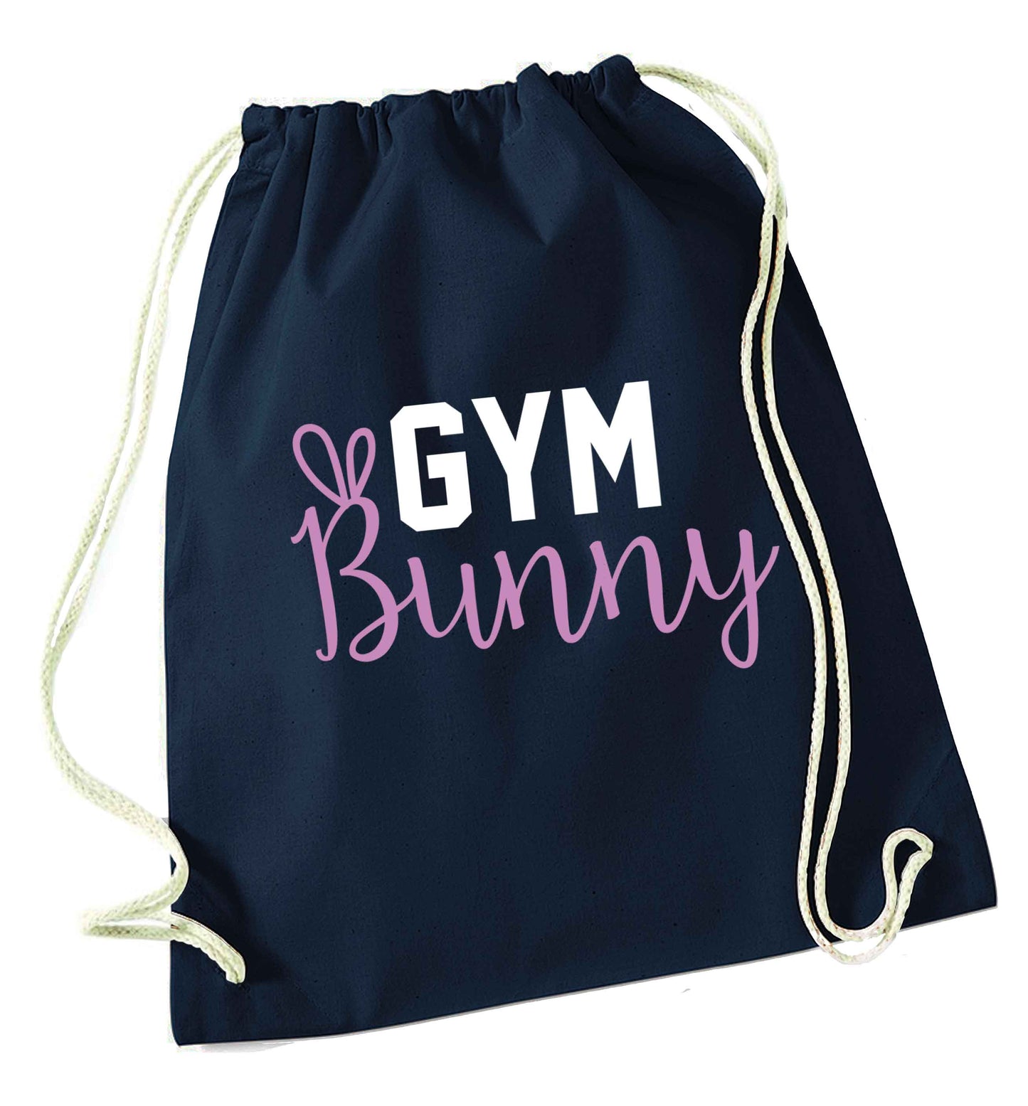 gym bunny navy drawstring bag