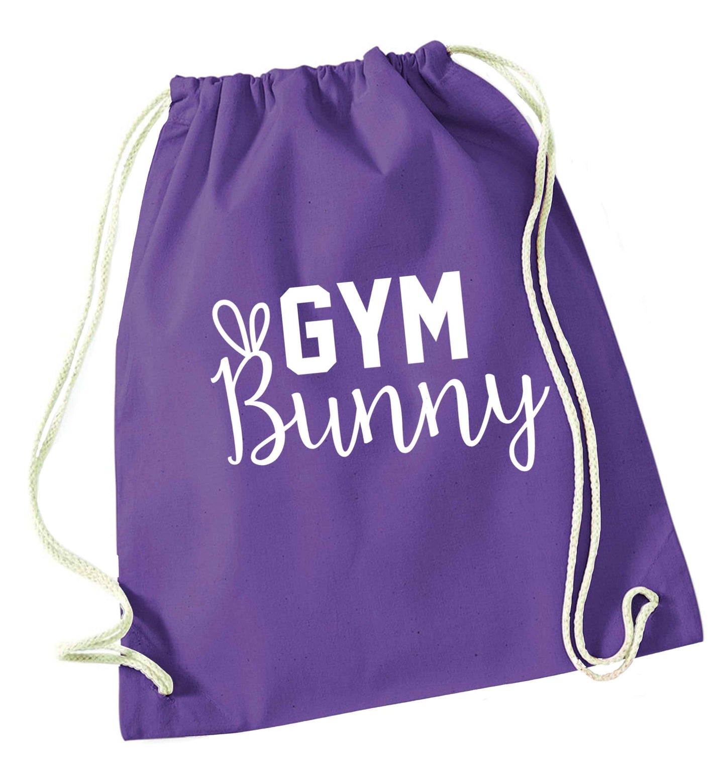 gym bunny purple drawstring bag