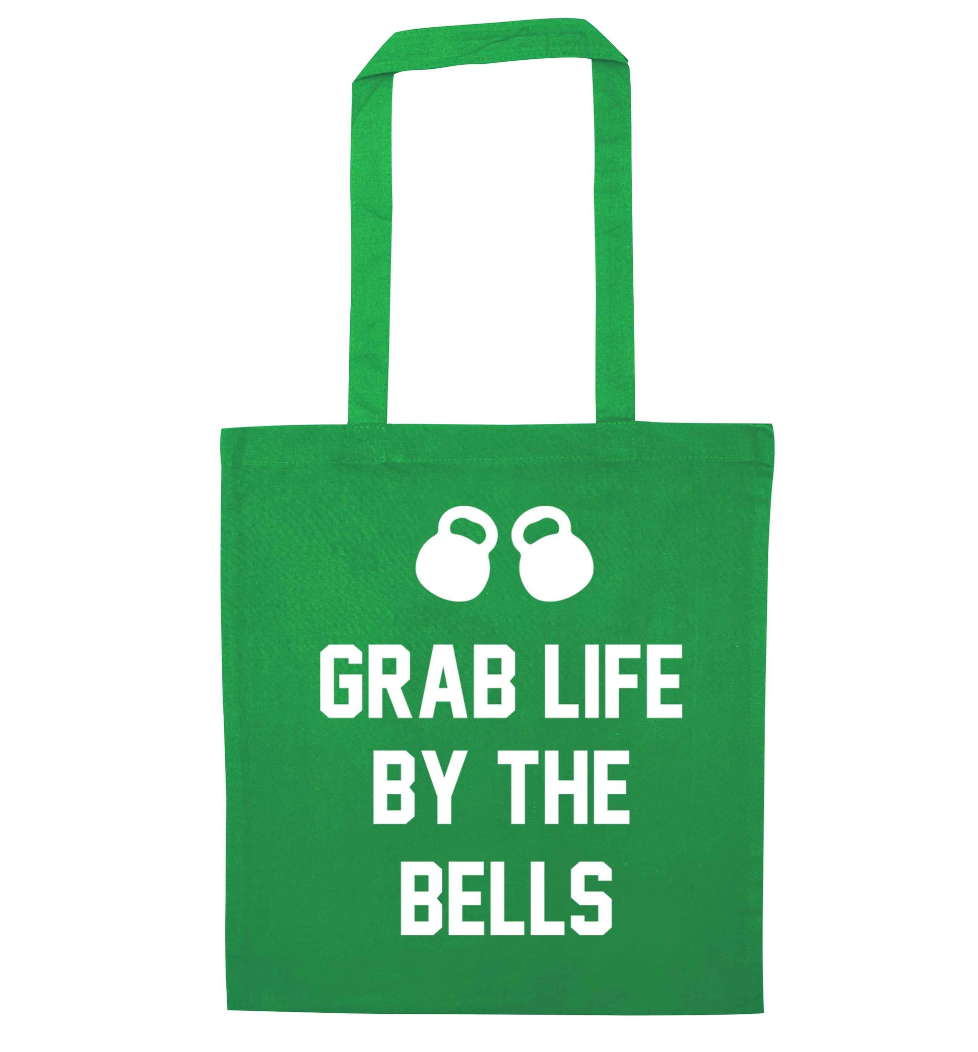 Grab life by the bells green tote bag