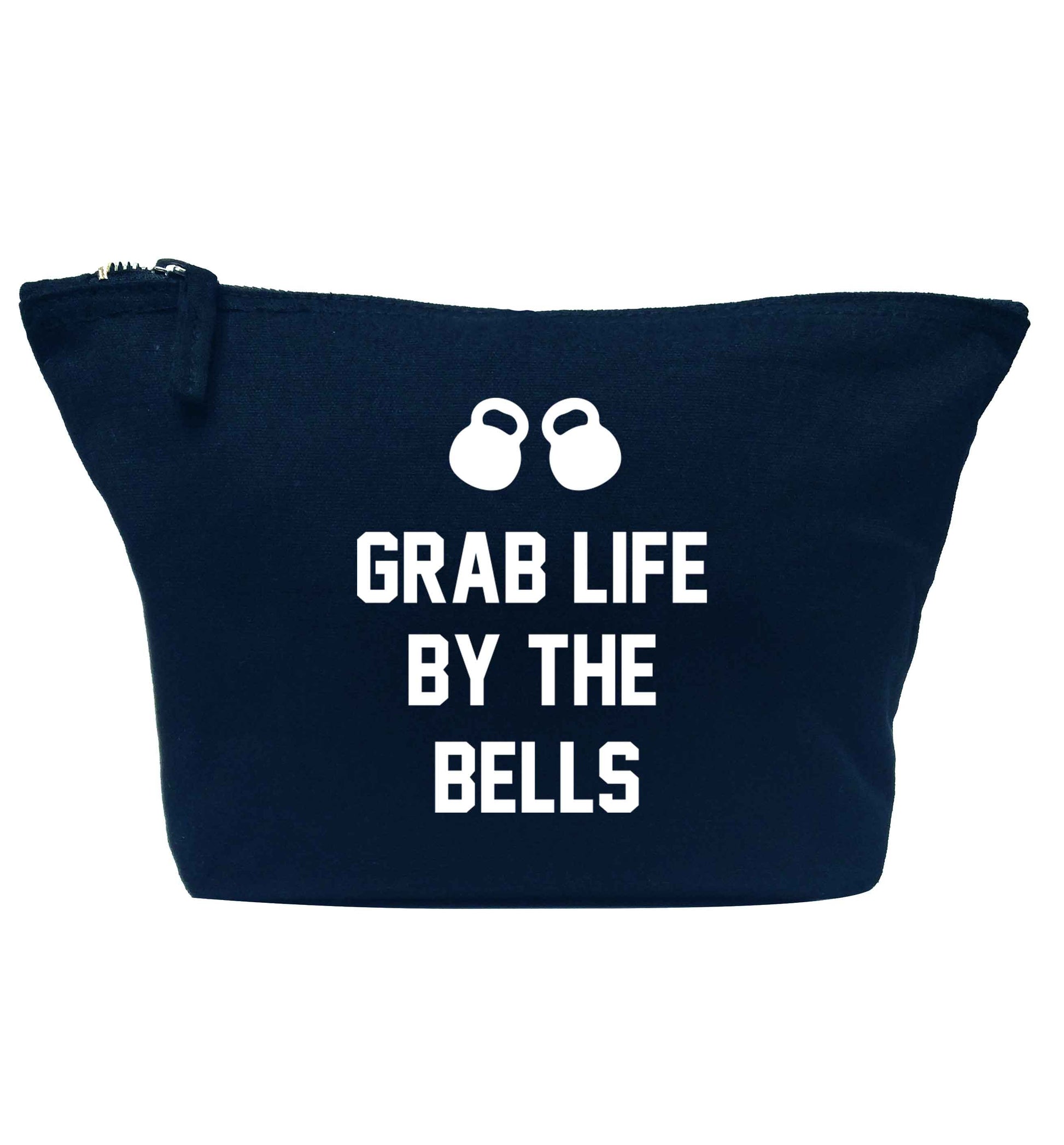Grab life by the bells navy makeup bag