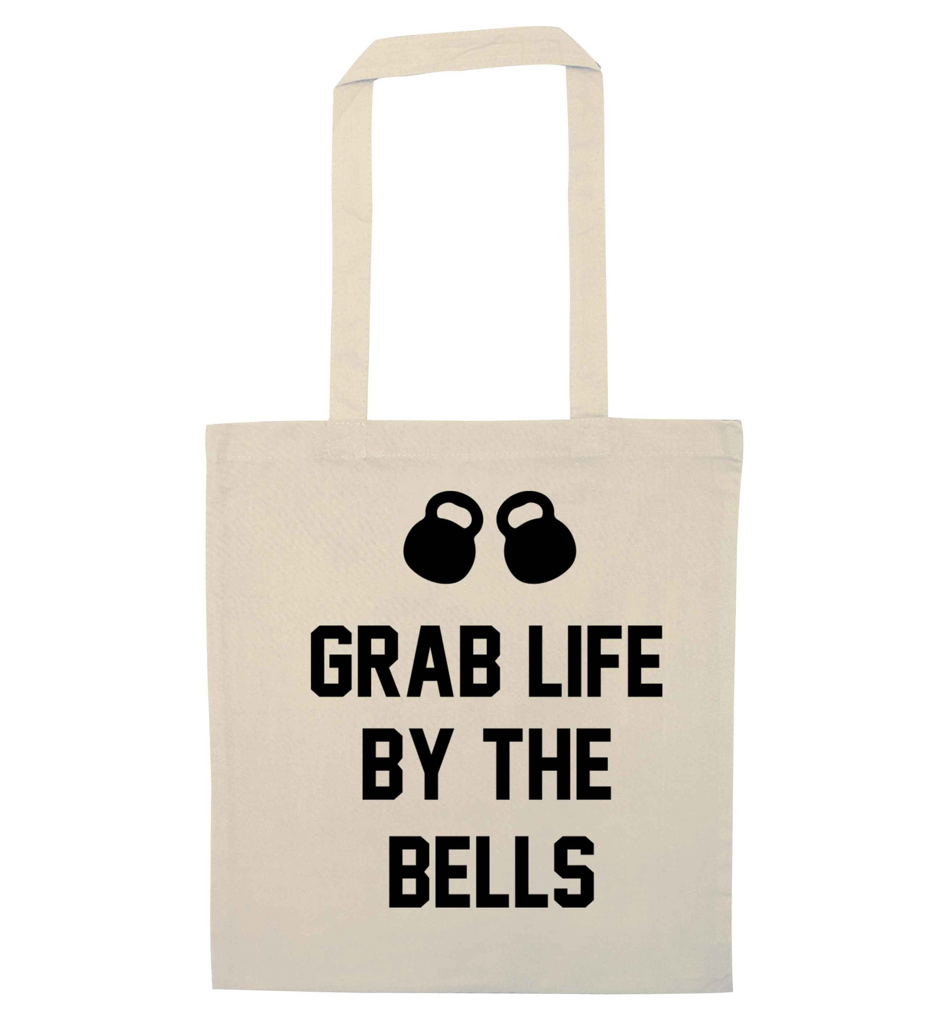 Grab life by the bells natural tote bag