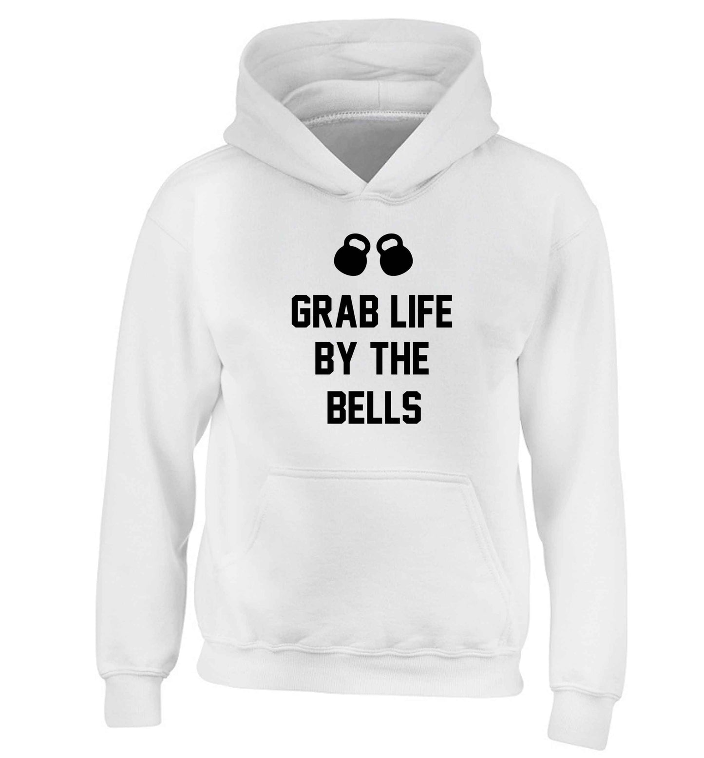 Grab life by the bells children's white hoodie 12-13 Years