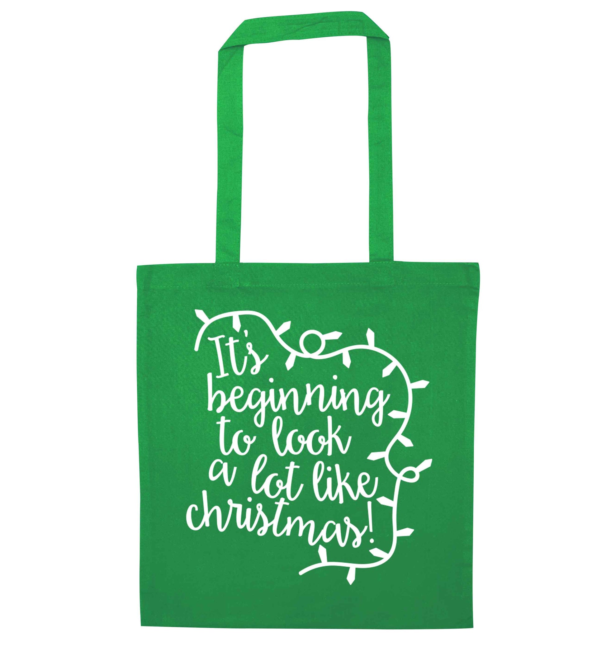 It's beginning to look a lot like Christmas green tote bag