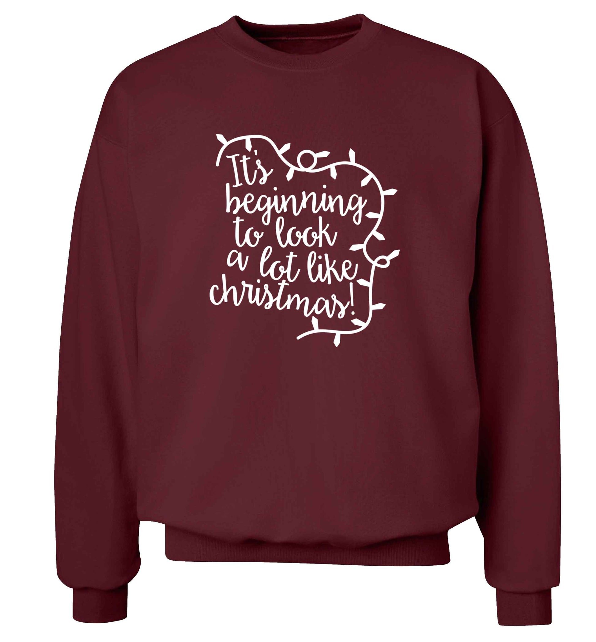 It's beginning to look a lot like Christmas adult's unisex maroon sweater 2XL