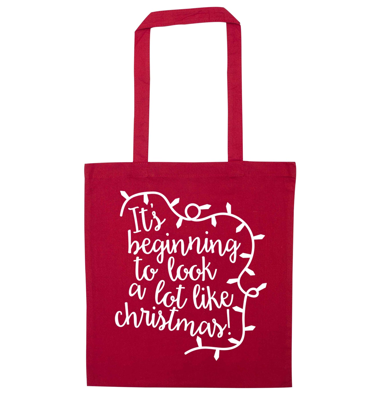 It's beginning to look a lot like Christmas red tote bag