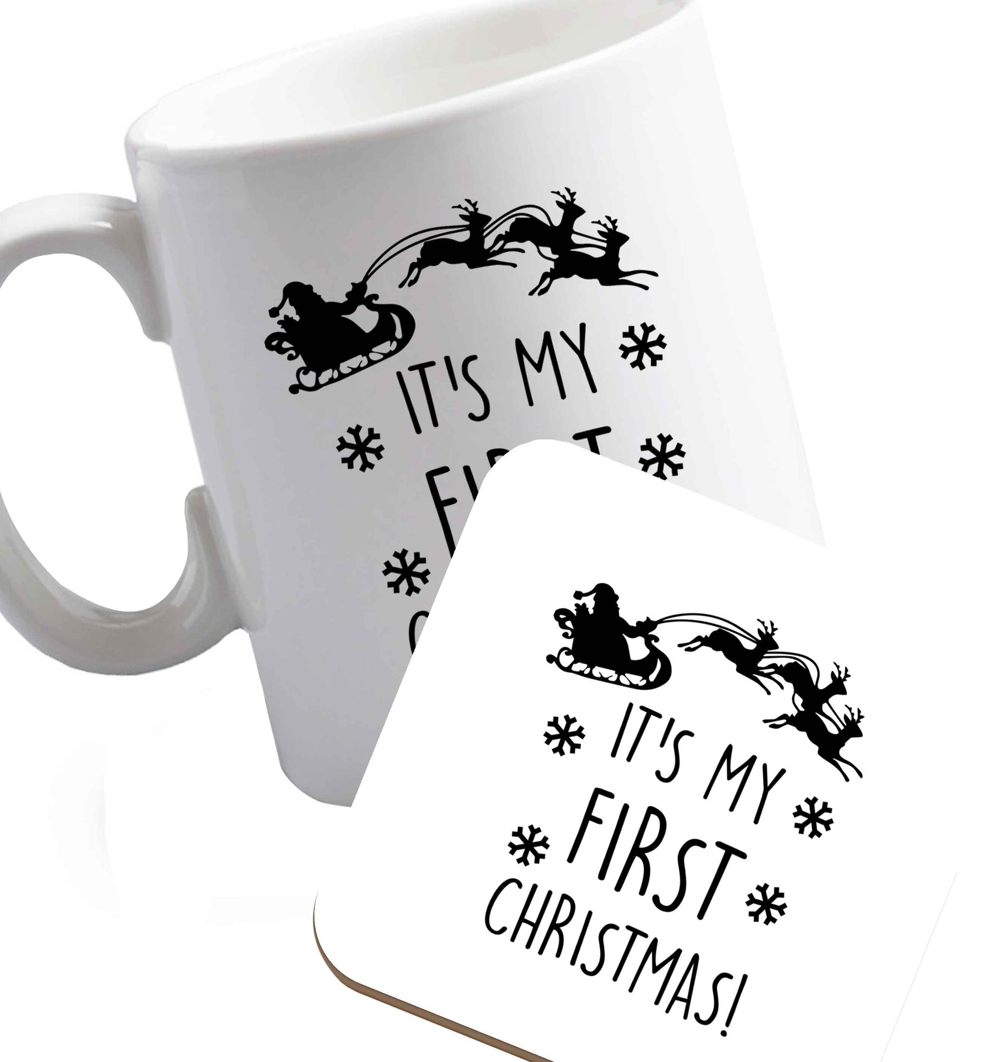 10 oz Favourite Type Pan Pancake ceramic mug and coaster set right handed