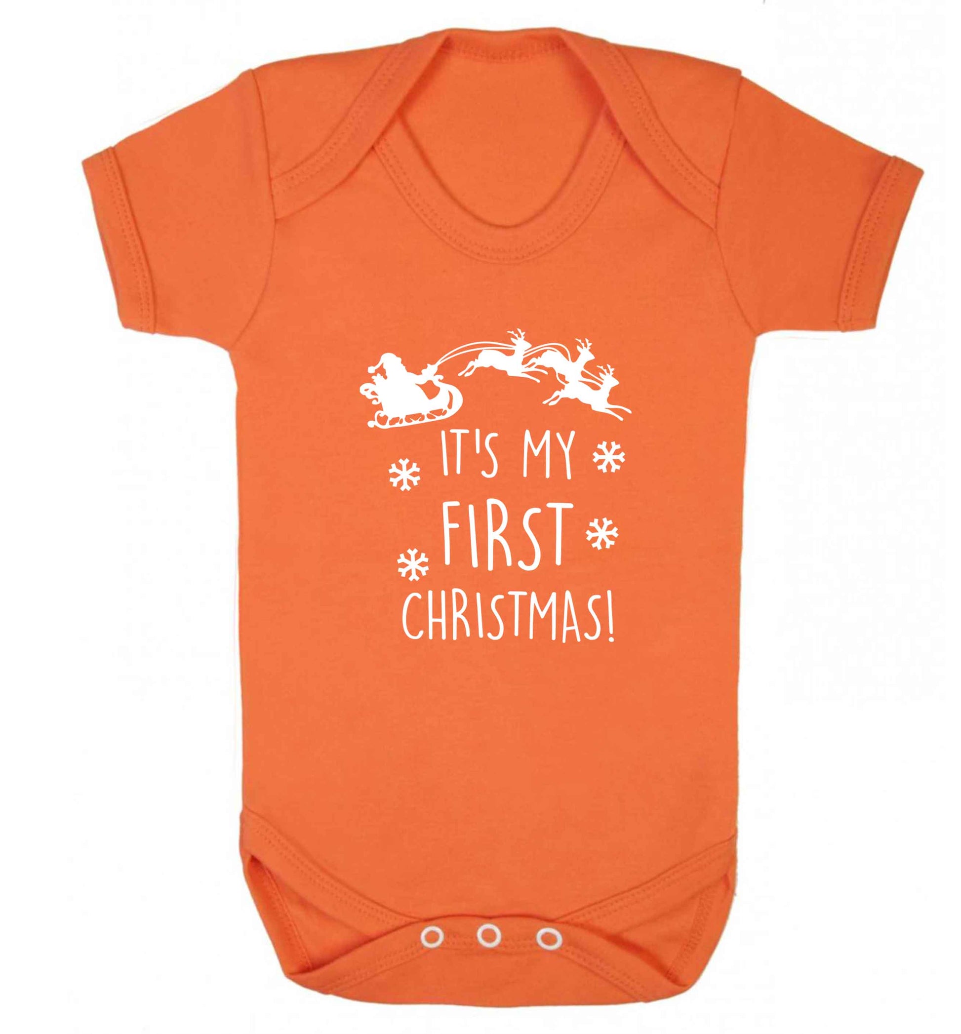 It's my first Christmas - Santa sleigh text baby vest orange 18-24 months