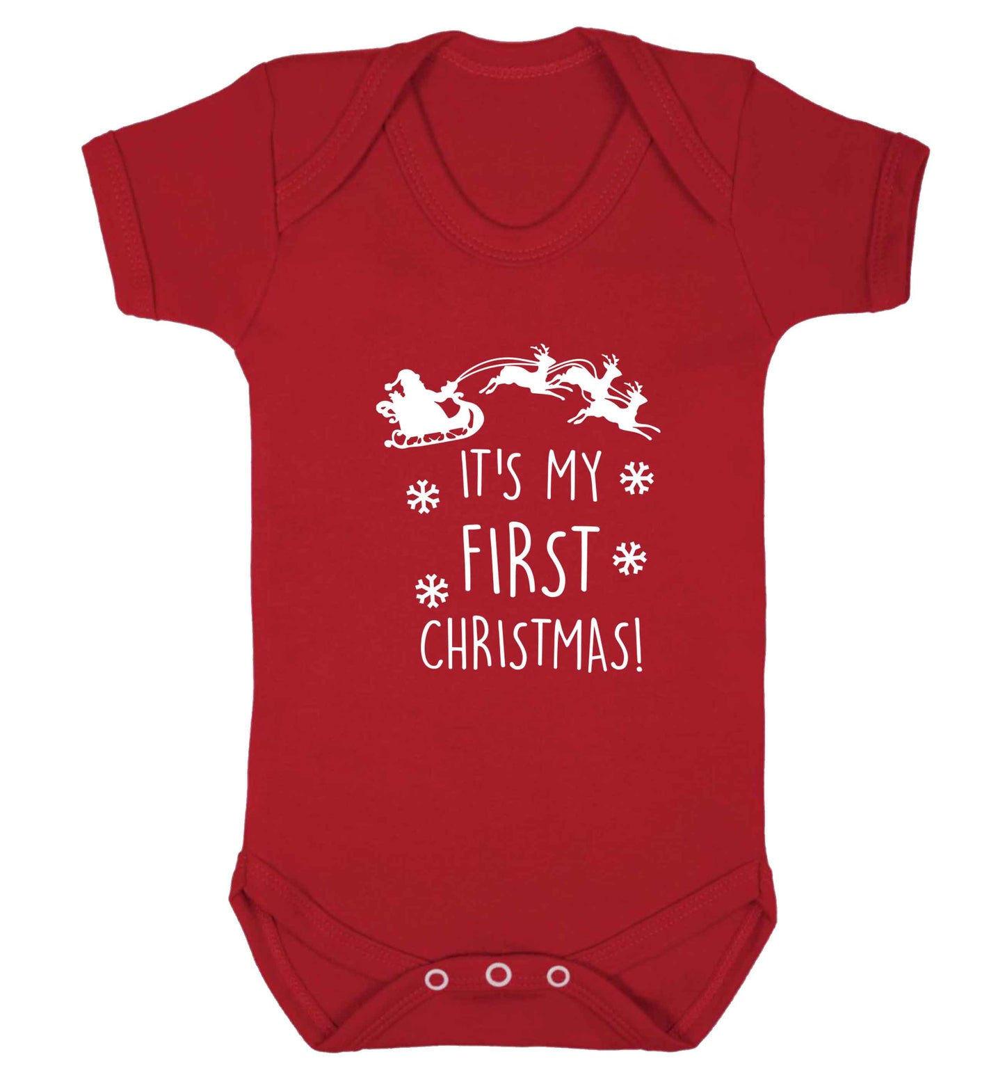 It's my first Christmas - Santa sleigh text baby vest red 18-24 months