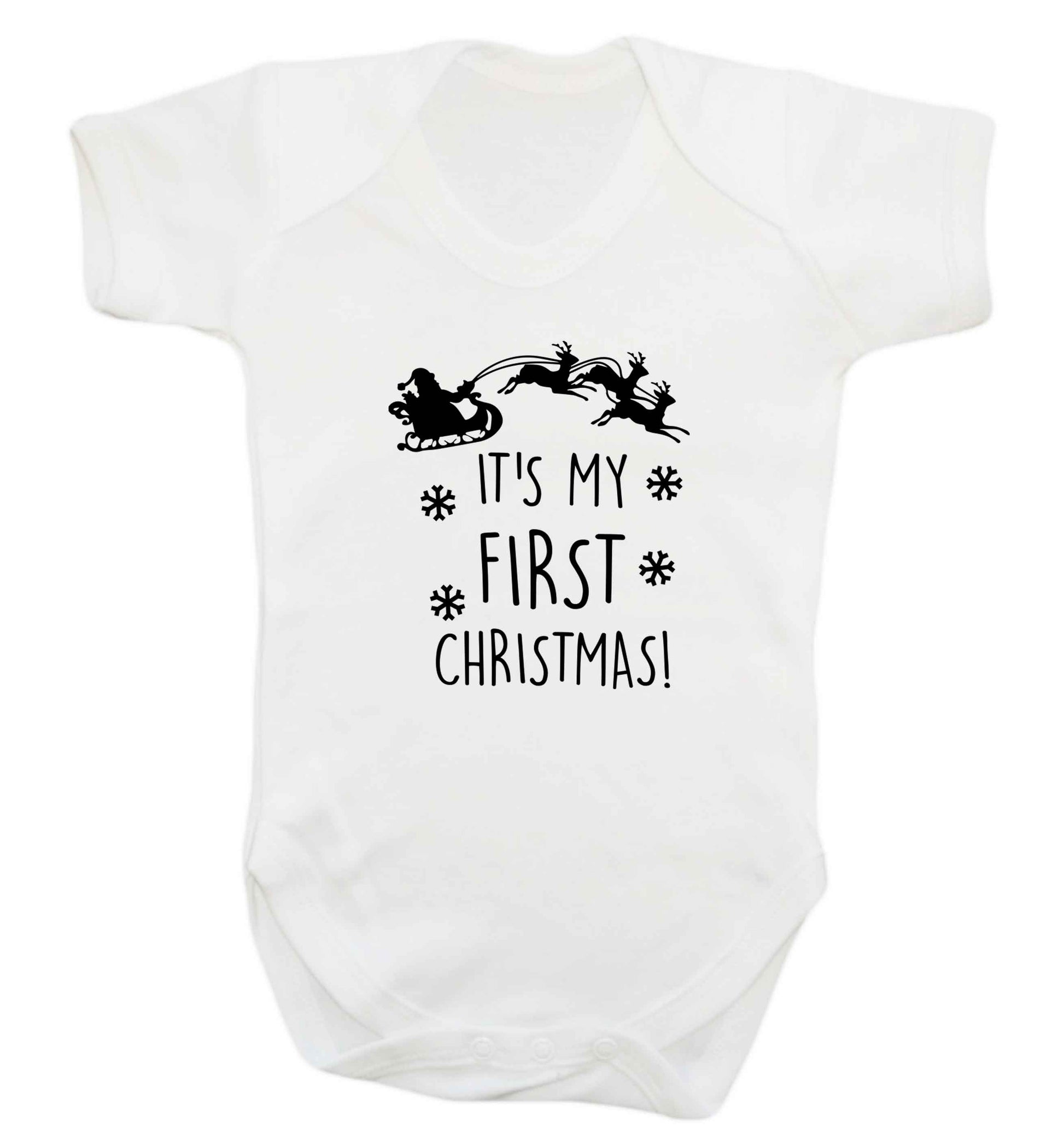 It's my first Christmas - Santa sleigh text baby vest white 18-24 months