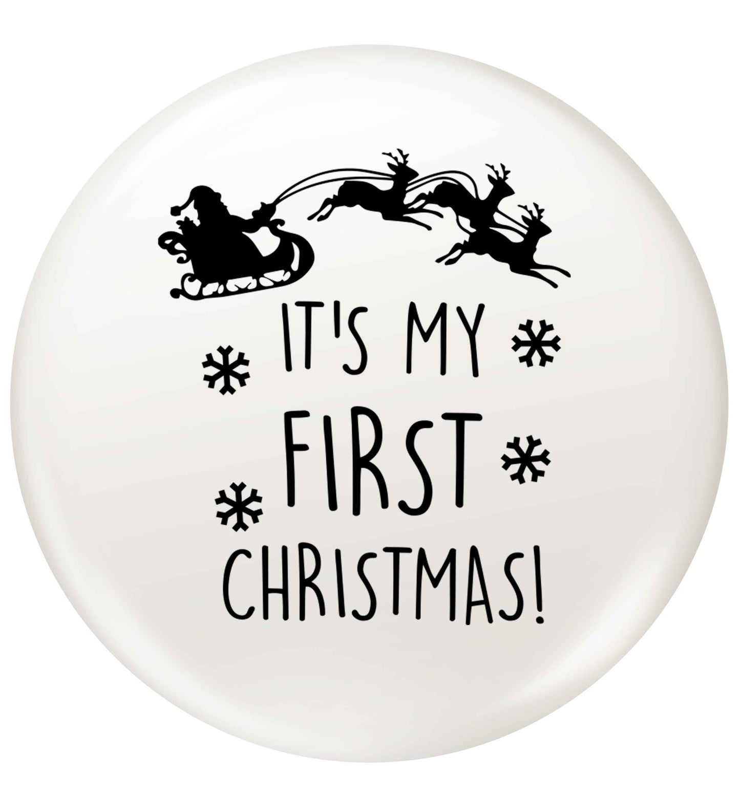 It's my first Christmas - Santa sleigh text small 25mm Pin badge