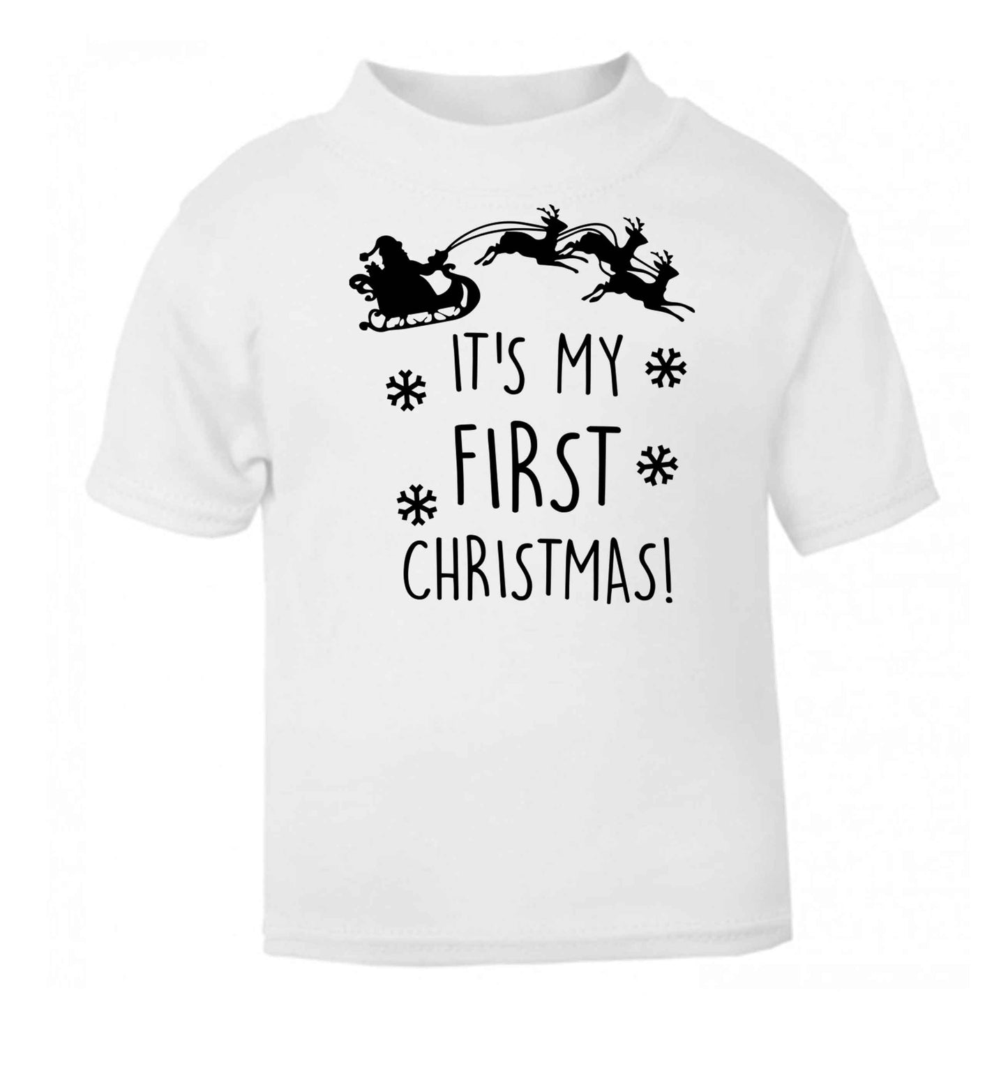 It's my first Christmas - Santa sleigh text white baby toddler Tshirt 2 Years