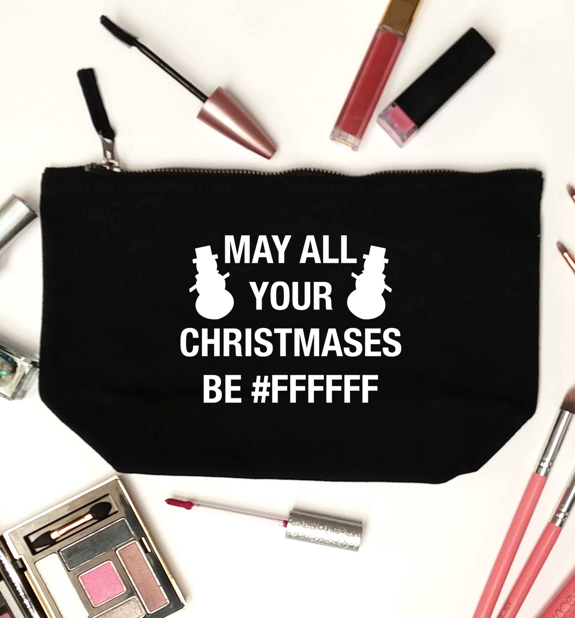 May all your Christmases be #FFFFFF black makeup bag