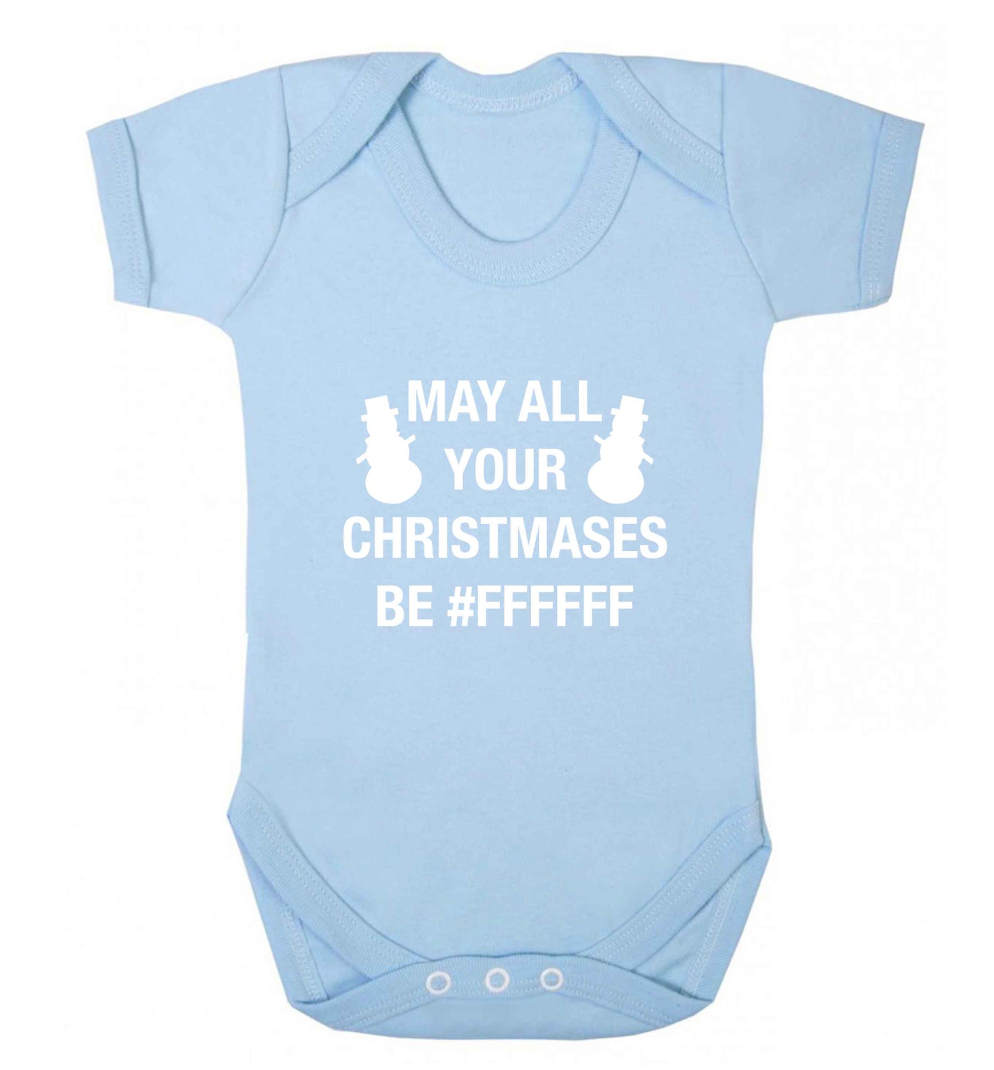 May all your Christmases be #FFFFFF baby vest pale blue 18-24 months