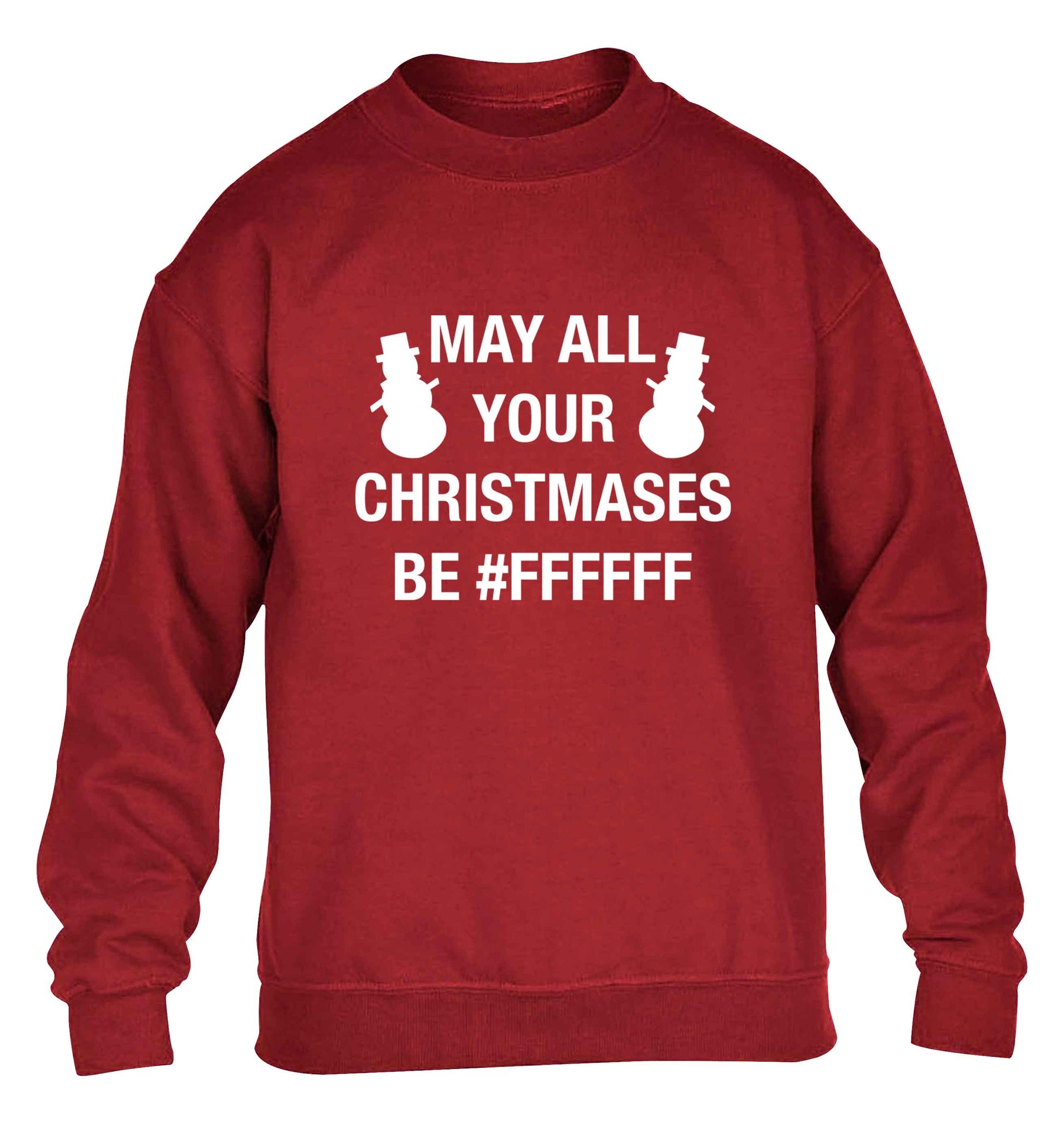 May all your Christmases be #FFFFFF children's grey sweater 12-13 Years