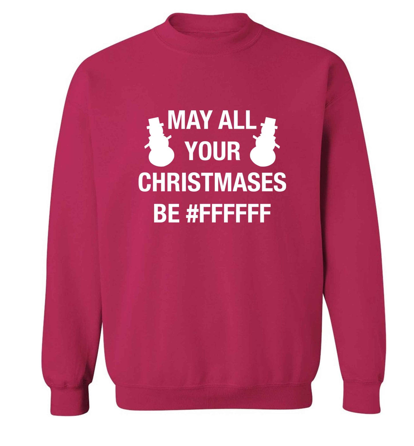 May all your Christmases be #FFFFFF adult's unisex pink sweater 2XL