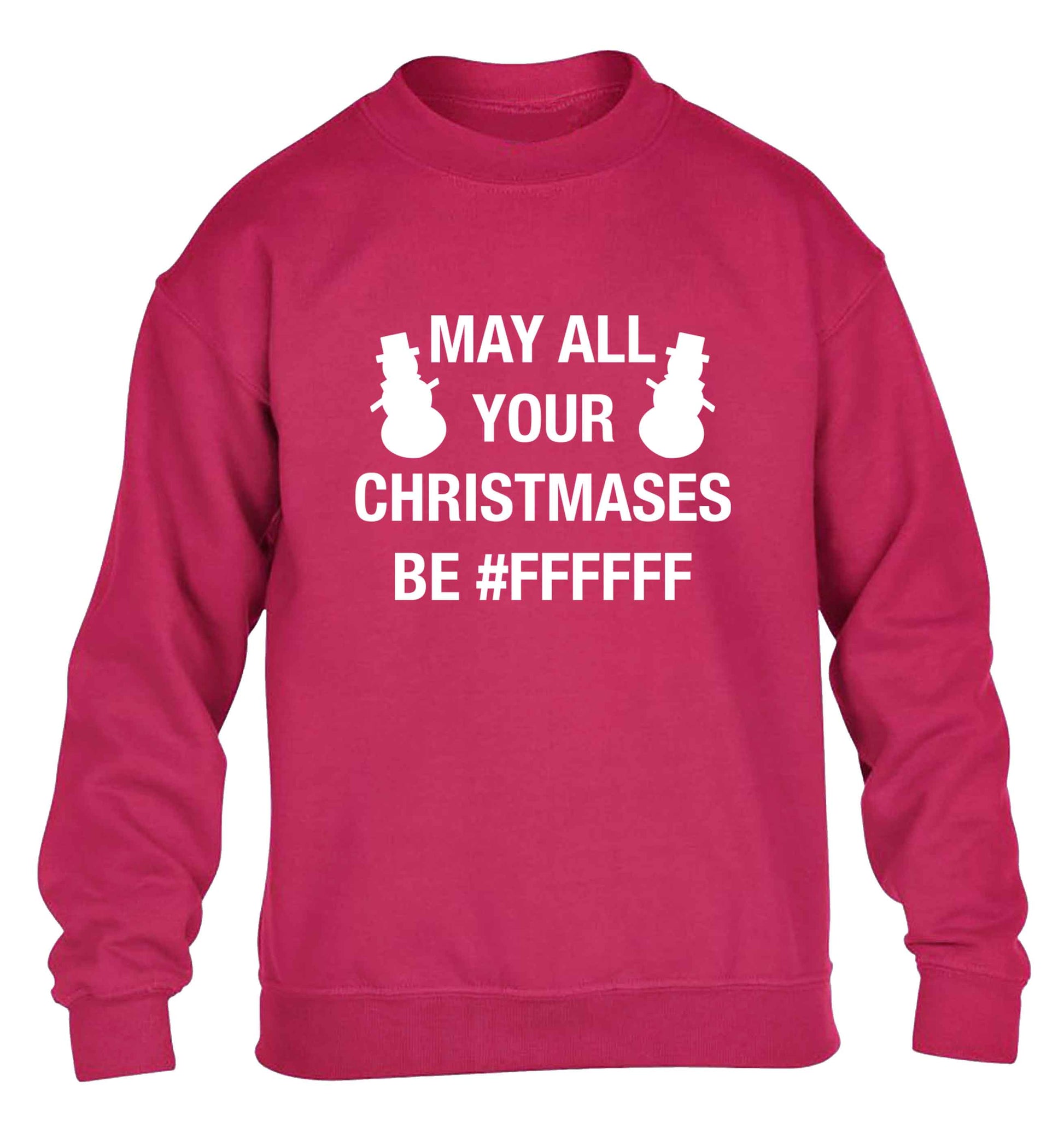 May all your Christmases be #FFFFFF children's pink sweater 12-13 Years