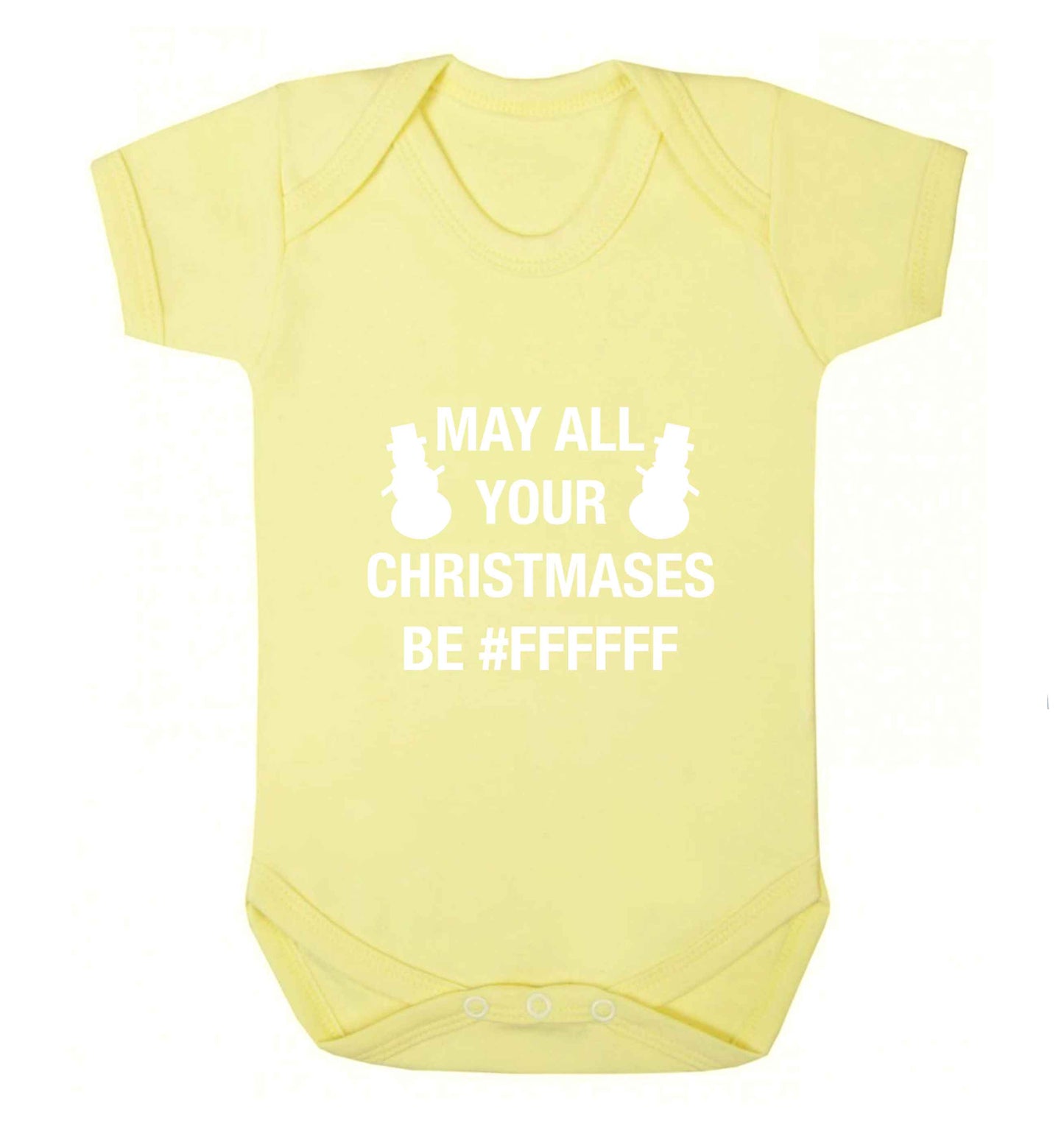 May all your Christmases be #FFFFFF baby vest pale yellow 18-24 months