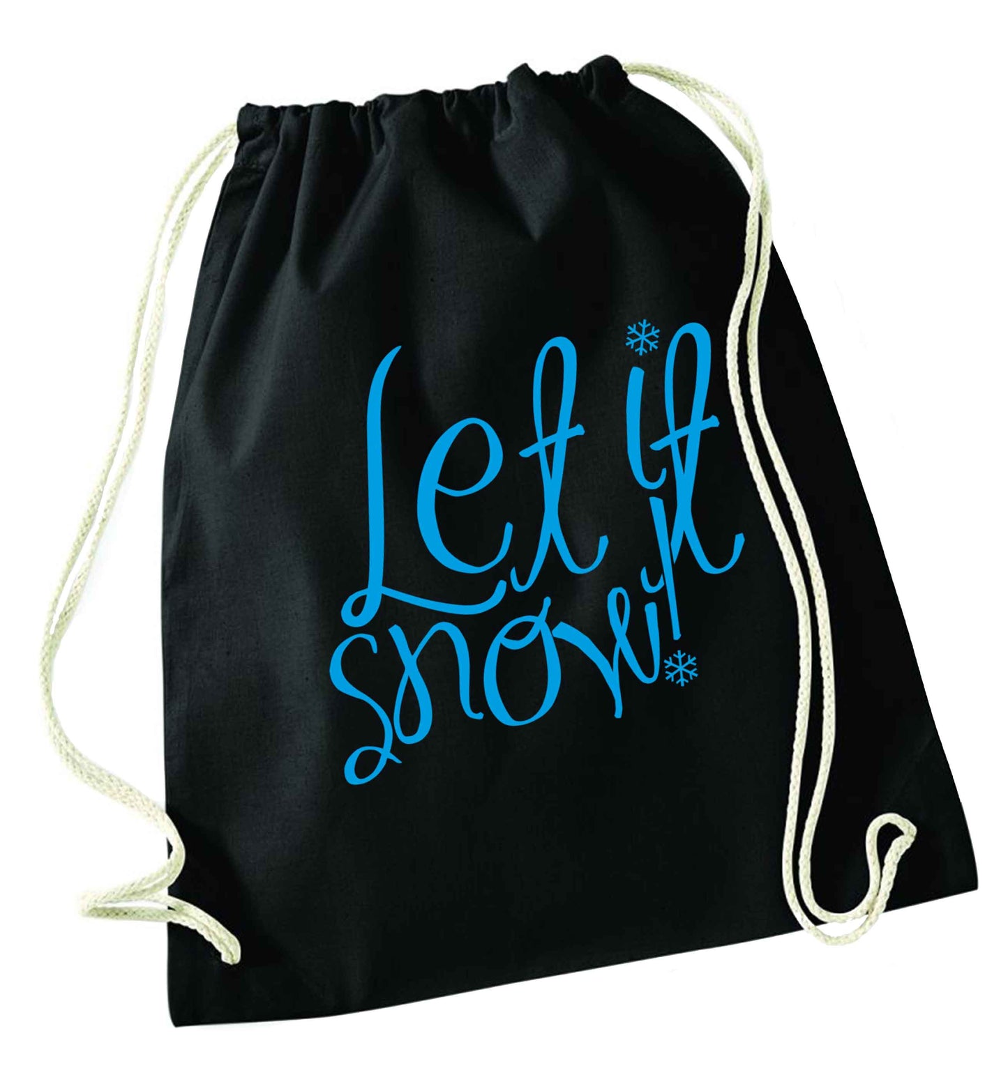 Let it snow black drawstring bag