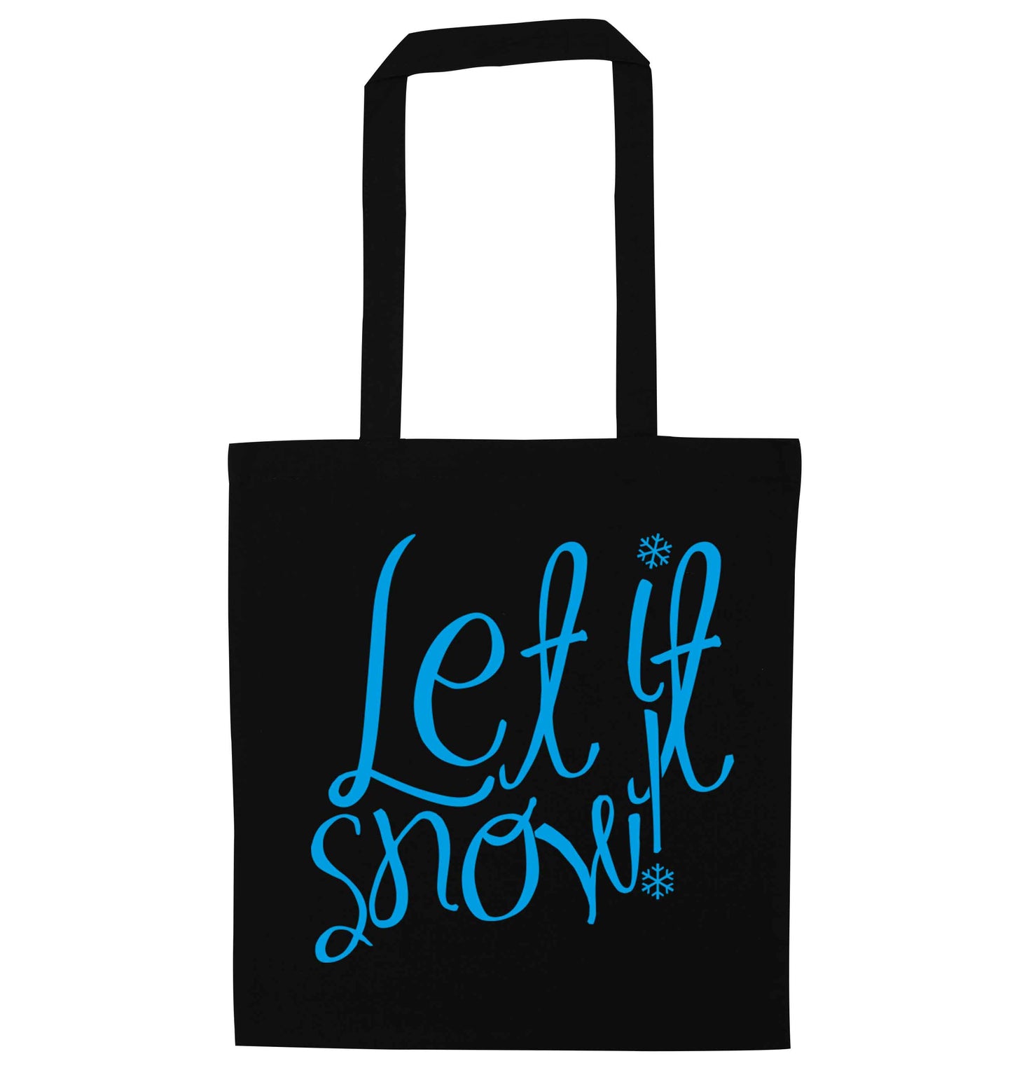 Let it snow black tote bag